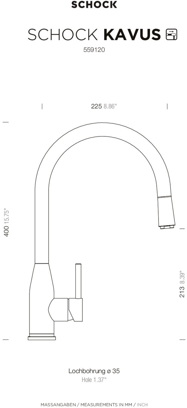 Schock Robinetterie de cuisine »Kavus« Hochdruck, ausziehbarer Auslauf