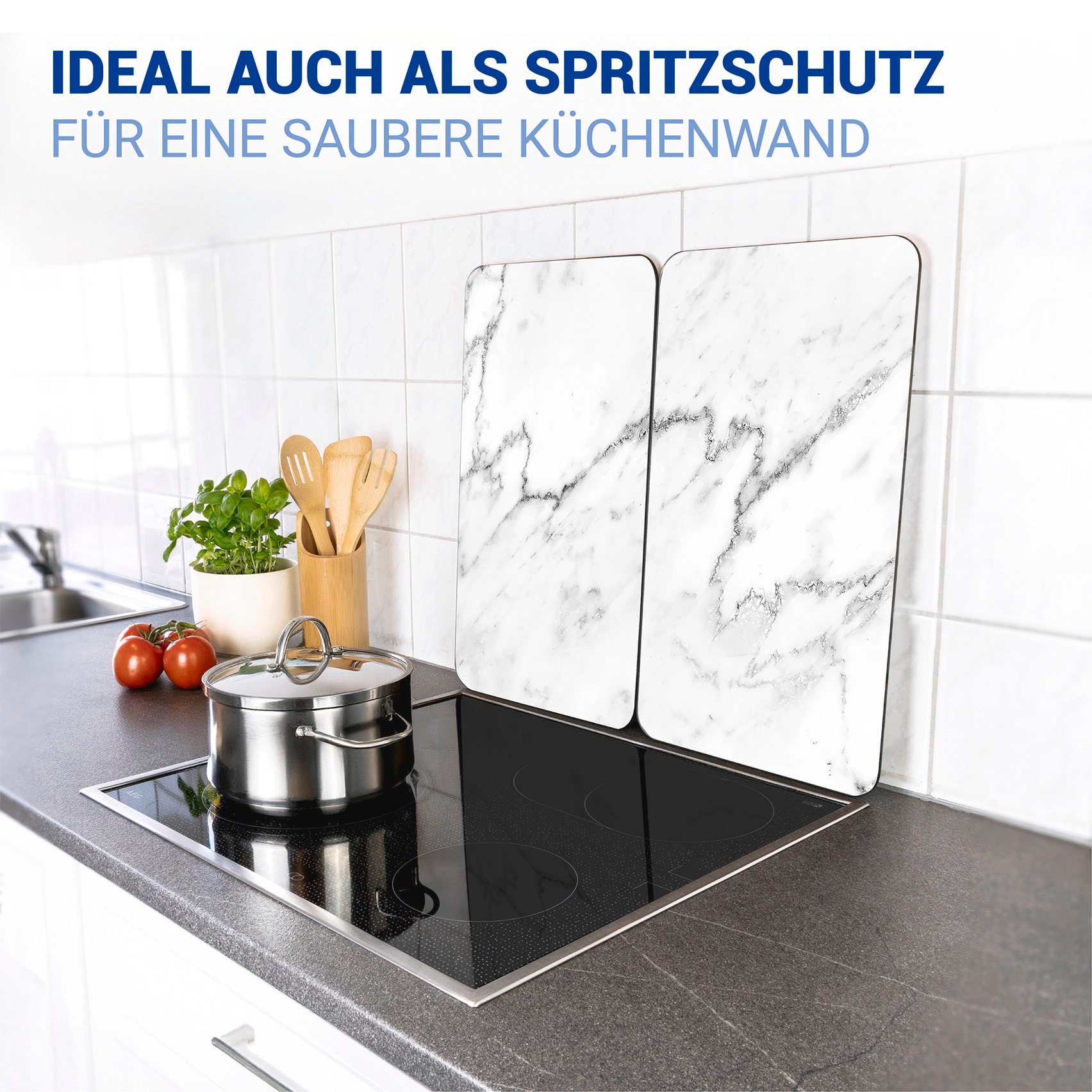 WENKO Herd-Abdeckplatte »Universal Modell Marmor« Herdabdeckung für alle Herdarten, kratzfest, mit rutschfesten Füssen