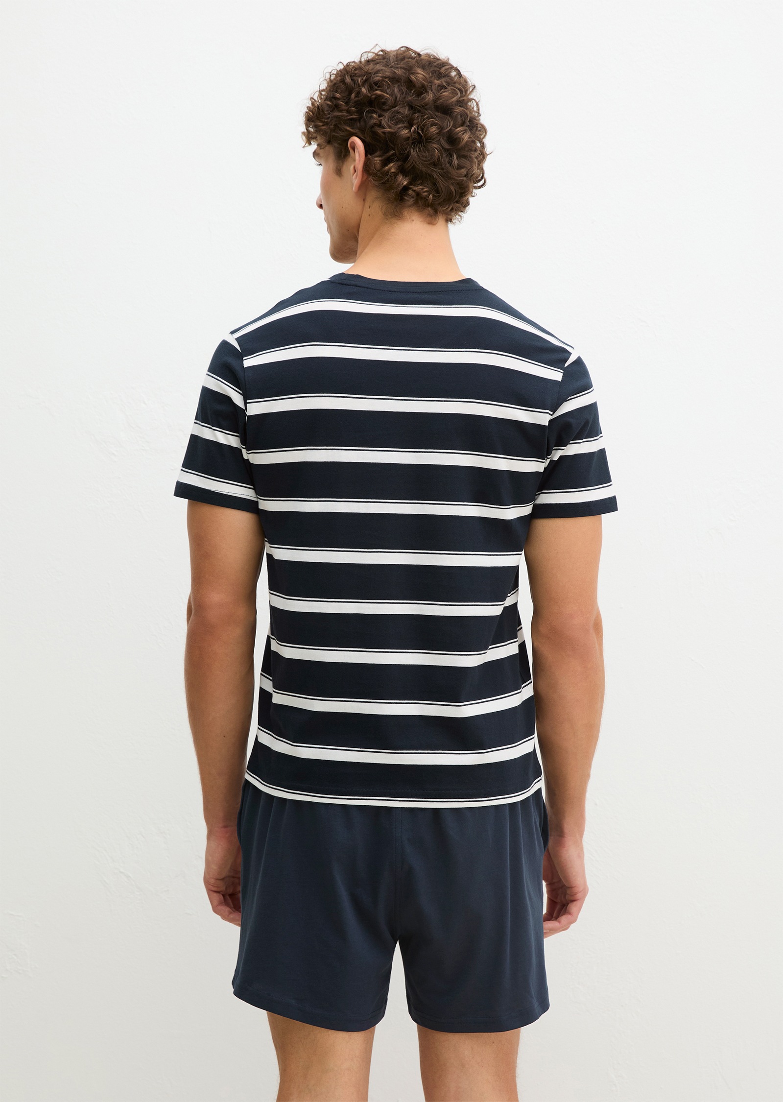 Marc O'Polo Shorty »Mix N Match Cotton« 2 pièces avec haut rayé, col rond et manches courtes