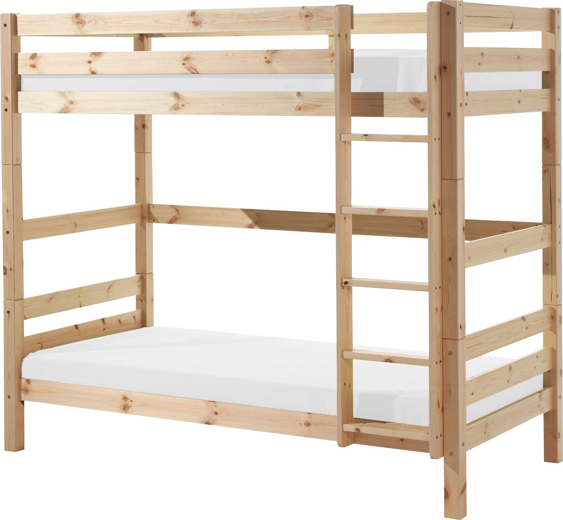 Vipack Lit superposé »Pino, inkl. Rolllattenrost, Leiter und Absturzschutz« L/H/P env. 210x182x105 cm, pin massif, différentes couleurs,  au choix sans tiroir, avec 1 grand et 2 petits tiroirs de lit