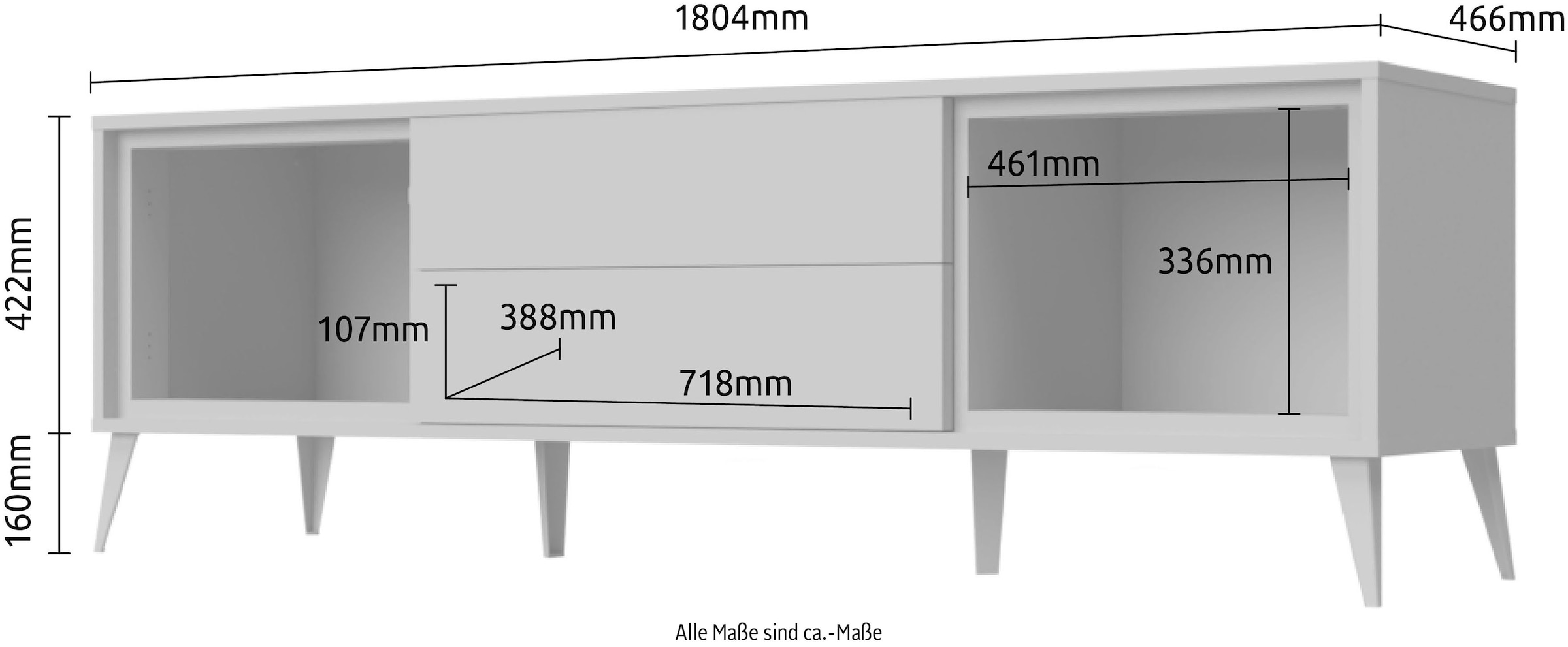 GOODproduct TV-Board »Vida« (H/B/T): 58/180/47cm,  UV lackiert, hochglänzend, Soft-Close und Push-to-open Funktion