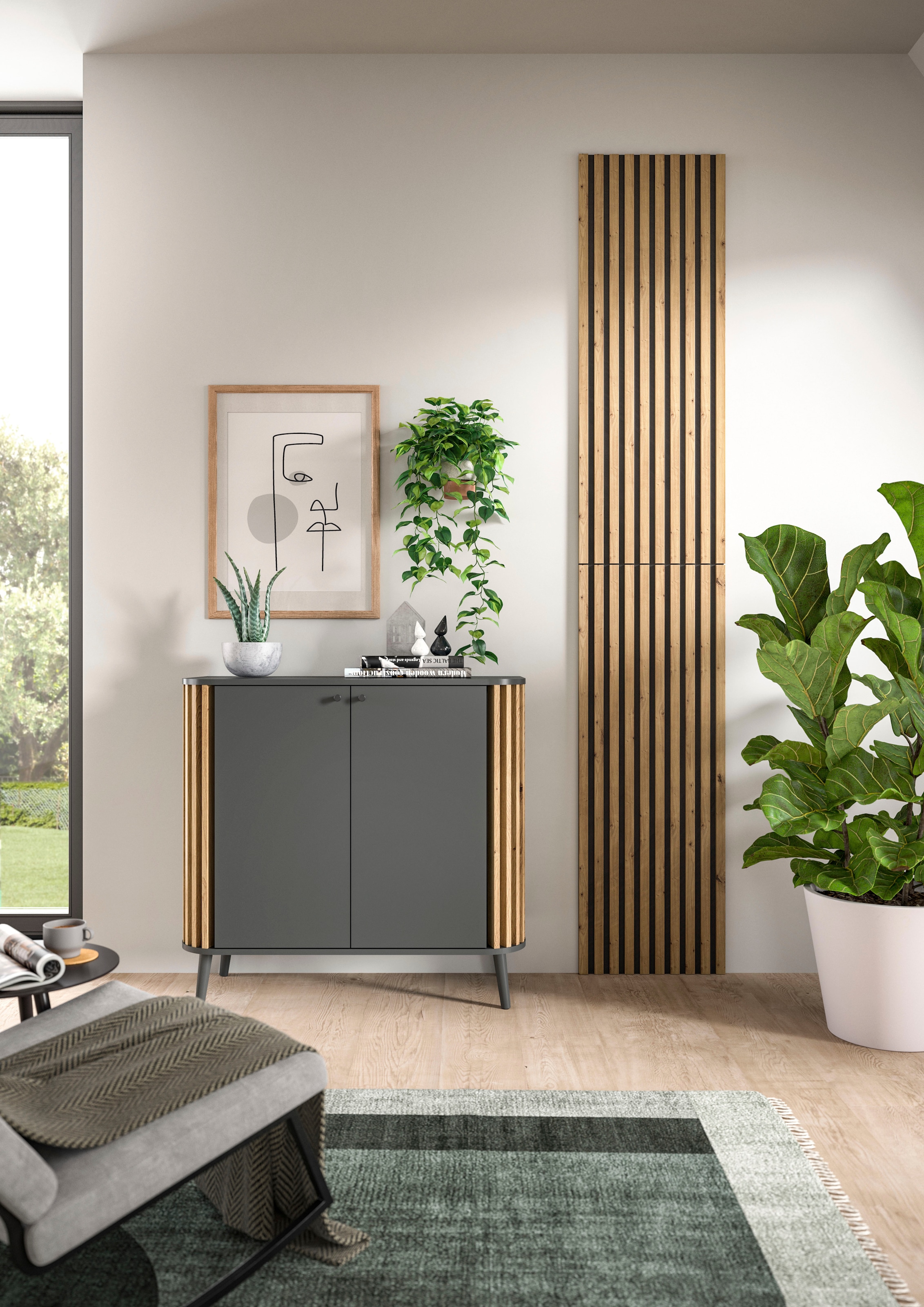 INOSIGN Panneau mural »Silencio, 2er Set, je 40 x 120 cm, inkl. 2 Abschlussleisten« 2 cuis tlg. Akustikpaneel, Paneel, Lamellenwand