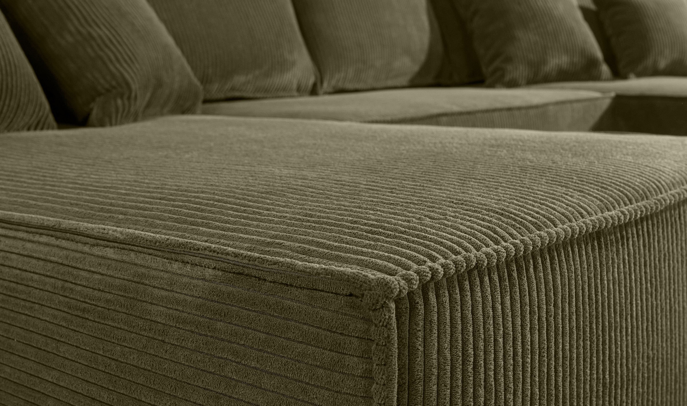 COLLECTION AB Paysage de salon »Manhattan U-Form, B: 313 cm, in Breit- oder Normalcord« fonction lit, coffre-lit & coussins décoratifs, ressorts ensachés