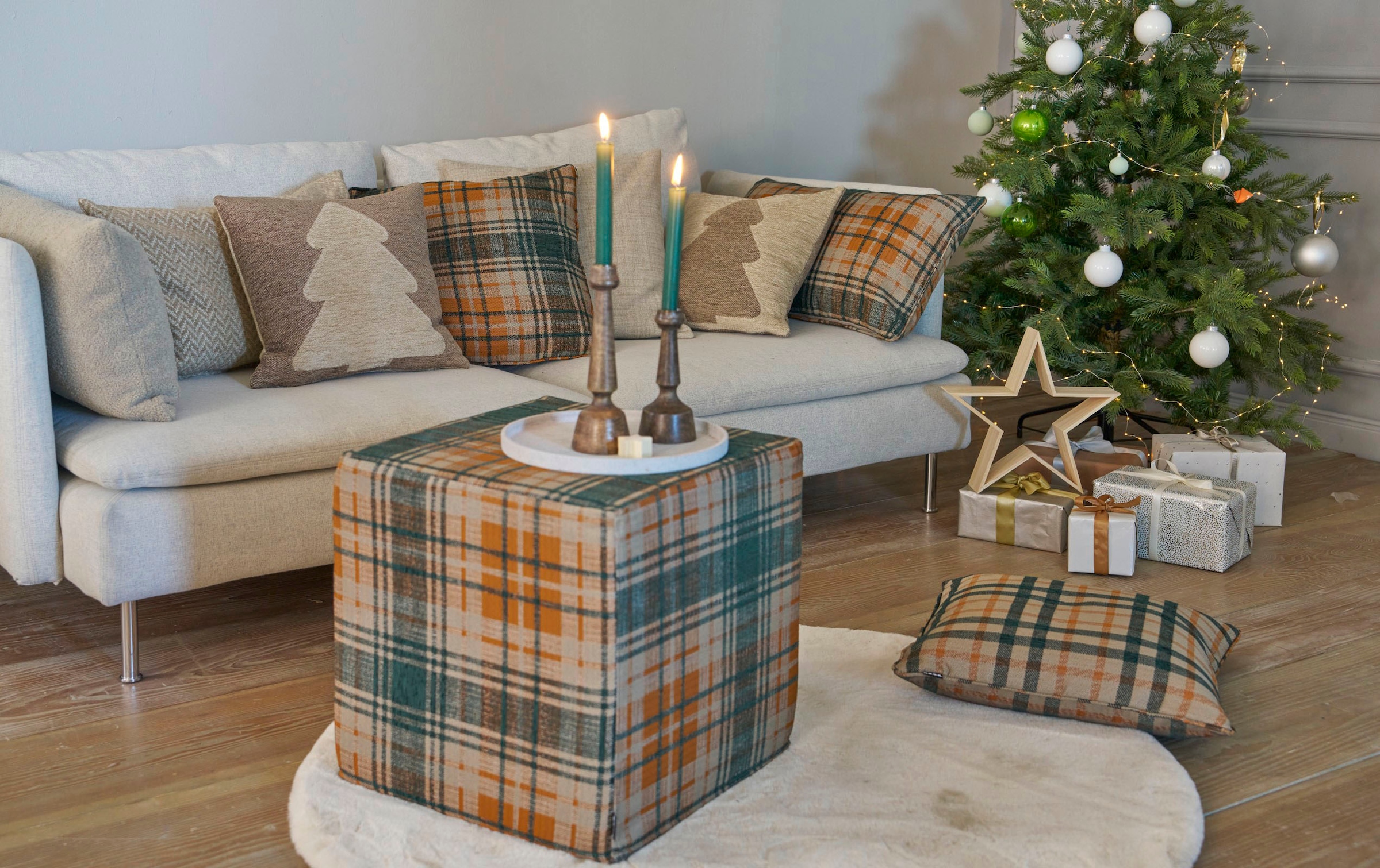 H.O.C.K. Dekokissen »X-Mas Tree« Weihnachtszeit, Tannenbaum, inkl. Füllung, Bezug mit Reissverschluss