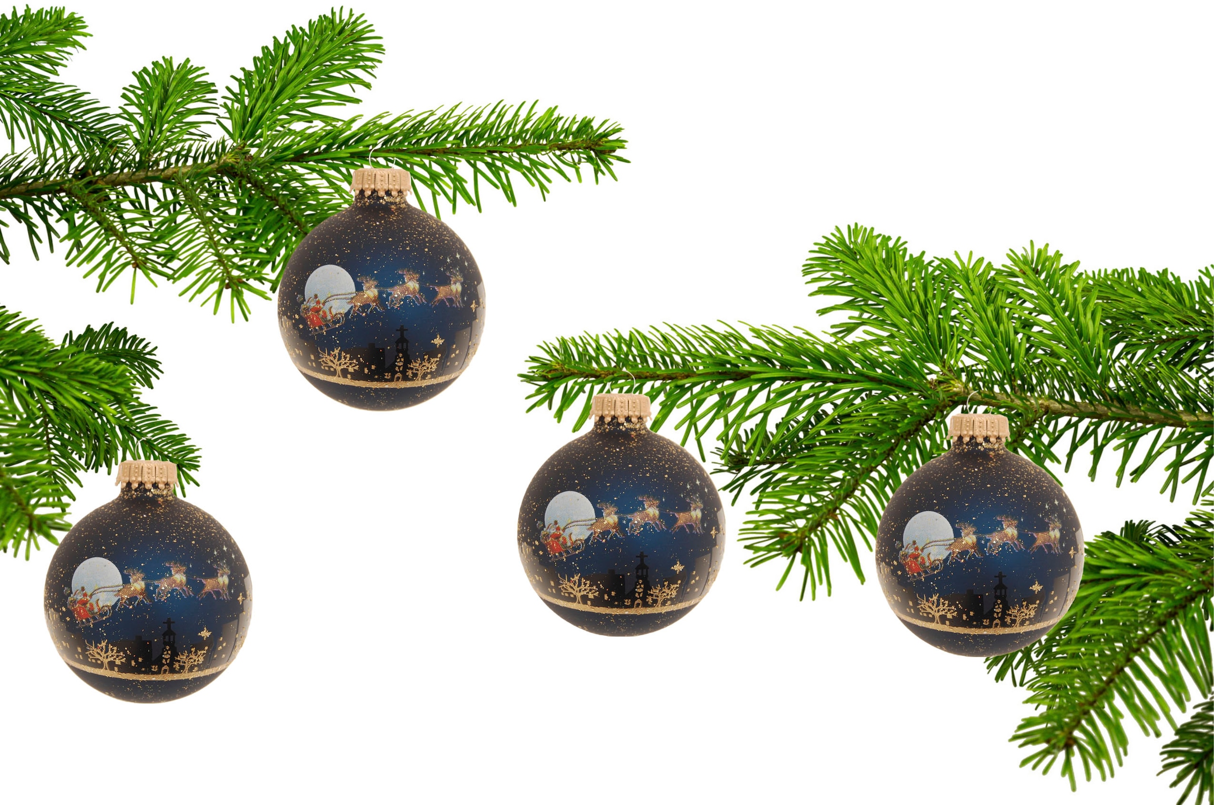 Krebs Glas Lauscha Boule de Noël »Midnight before Christmas« décoration de Noël, ornements de sapin, boules de Noël en verre