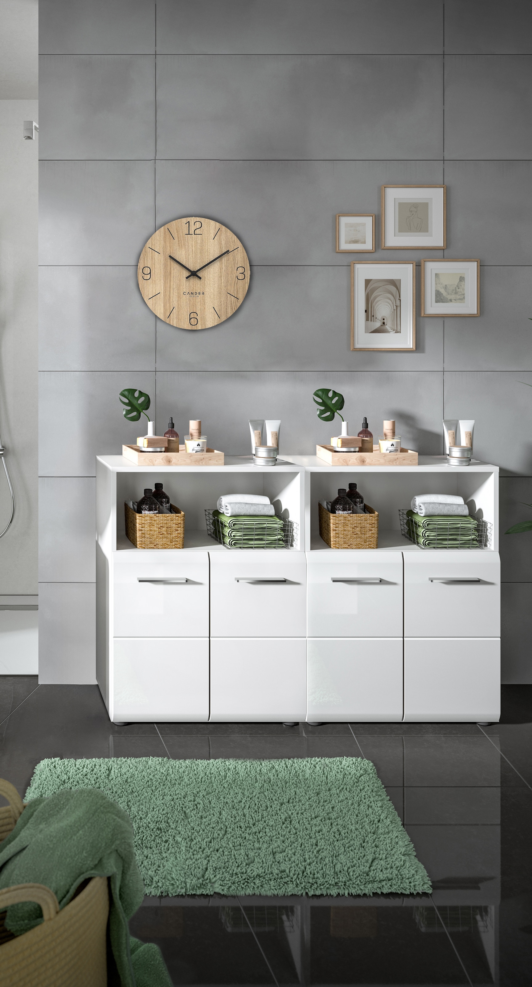 welltime Ensemble de meubles de salle de bain »FLORENZ, TOPSELLER!, 2-teilige Badkombination, hochwertige MDF-Front« Set, 2-teiliges Set bestehend aus: 2 Midischrank breit, 