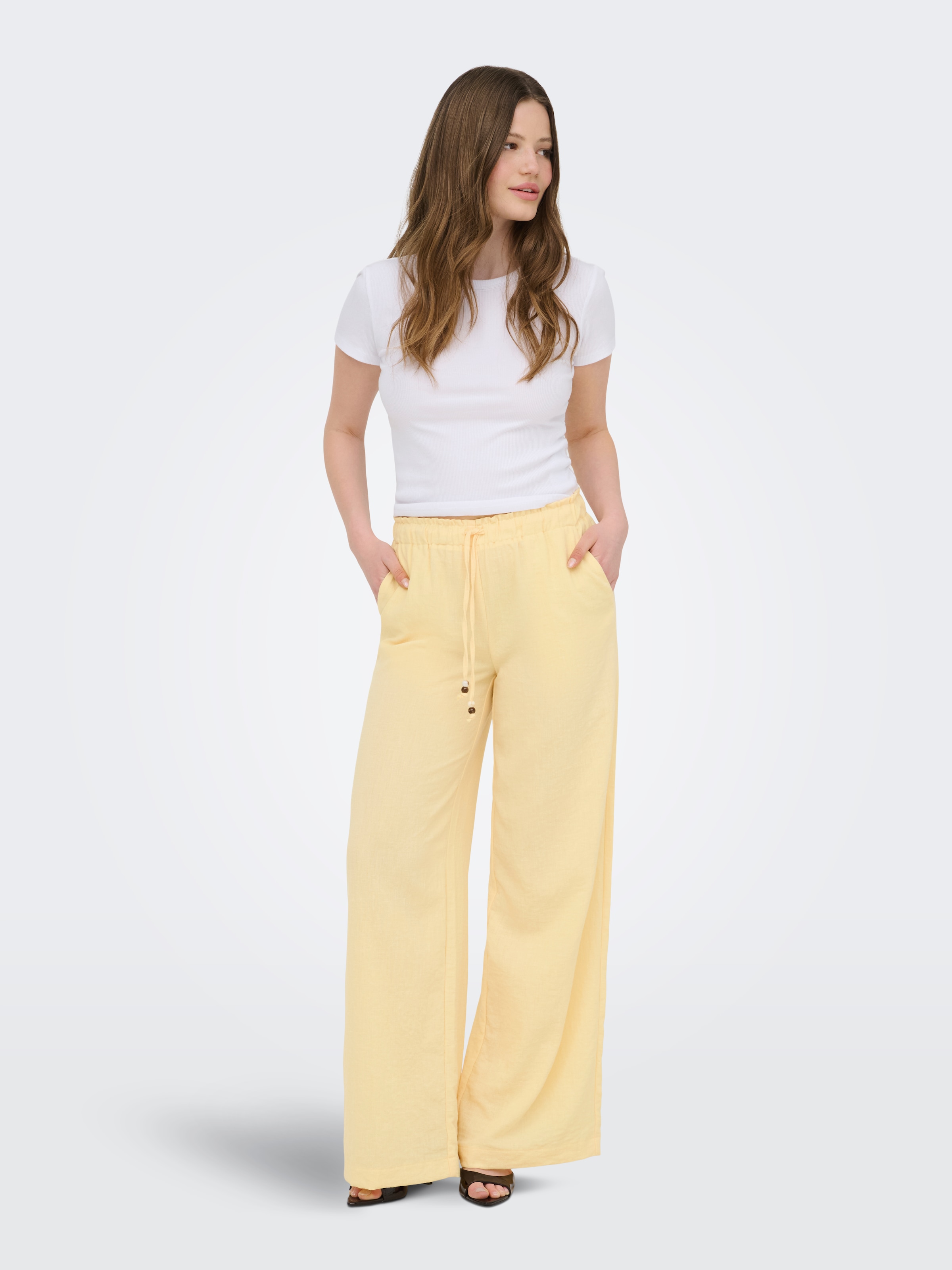 ONLY Pantalon à enfiler »ONLEMMIA MW PULL-UP X-WIDE PANT PNT«  mélange de matières, taille régulière