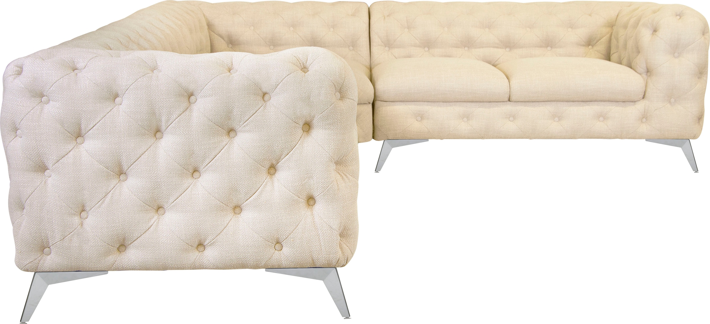 Home affaire Chesterfield-Sofa »Ecksofa GLYNIS L-Form mit Wellenunterfederung, Masse B/T/H 323/264/75cm« aufwändige Knopfheftung, moderne Chesterfield Optik, Fussfarbe wählbar