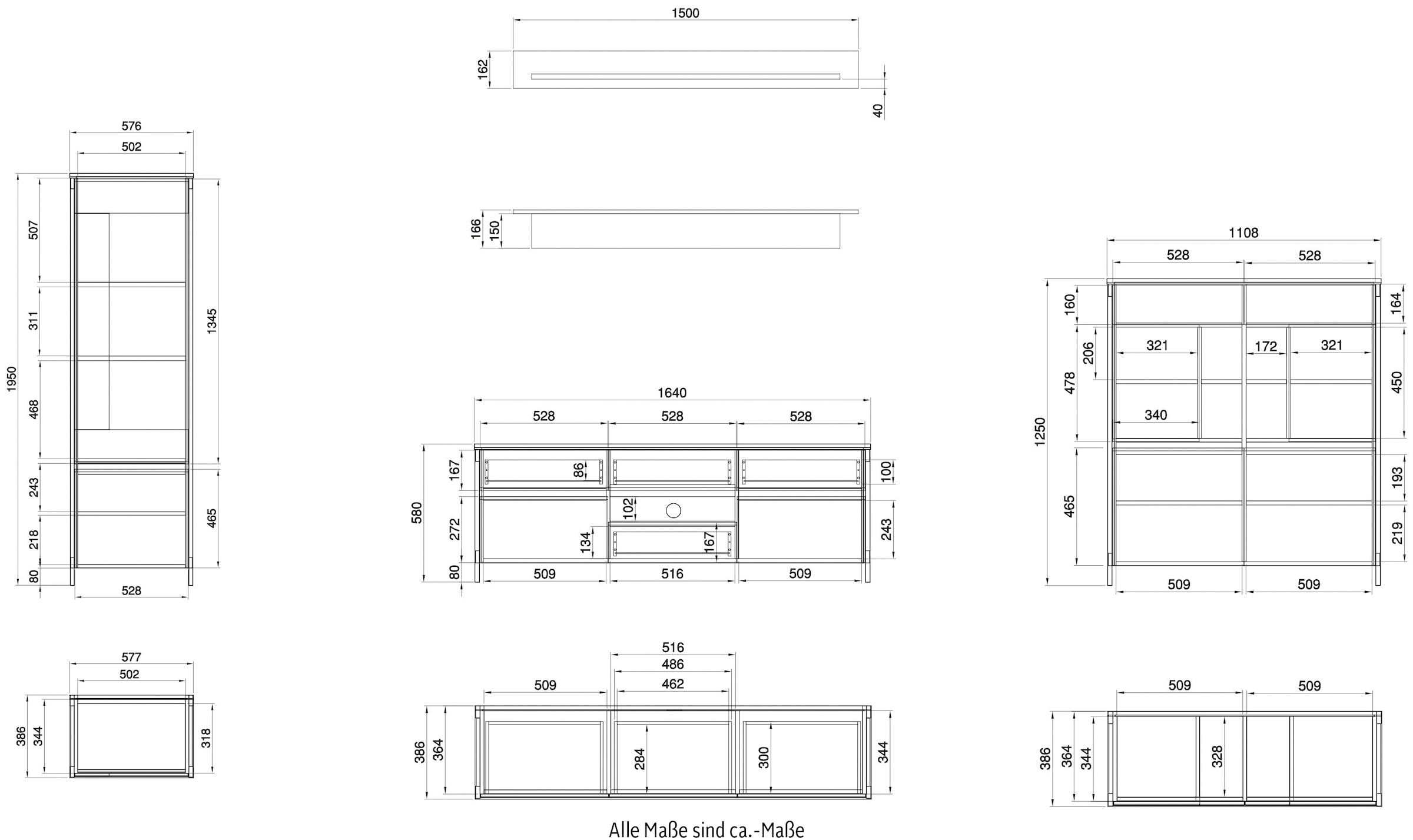 Home affaire Meuble mural »Stranda, moderne Anbauwand, Komplettset im Scandi-Style« 4 cuis tlg.