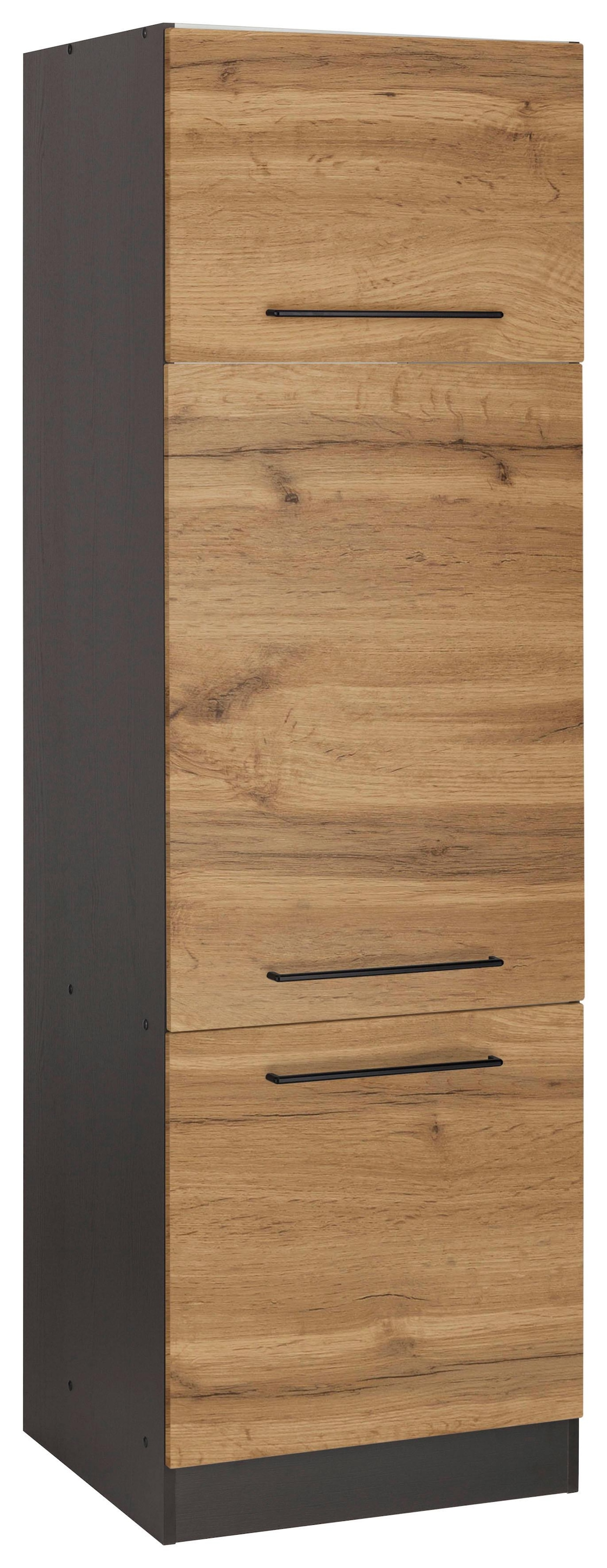 KOCHSTATION Armoire réfrigérée encastrable »KS-Tulsa« 60 cm de large, 200 cm de haut, 3 portes, poignée en métal noir
