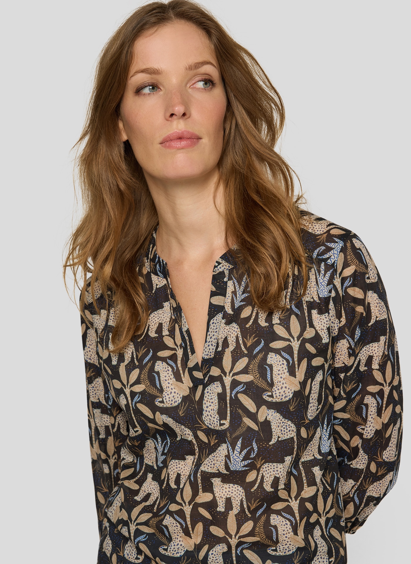 Rabe Druckbluse mit floralem Muster und Splitneck