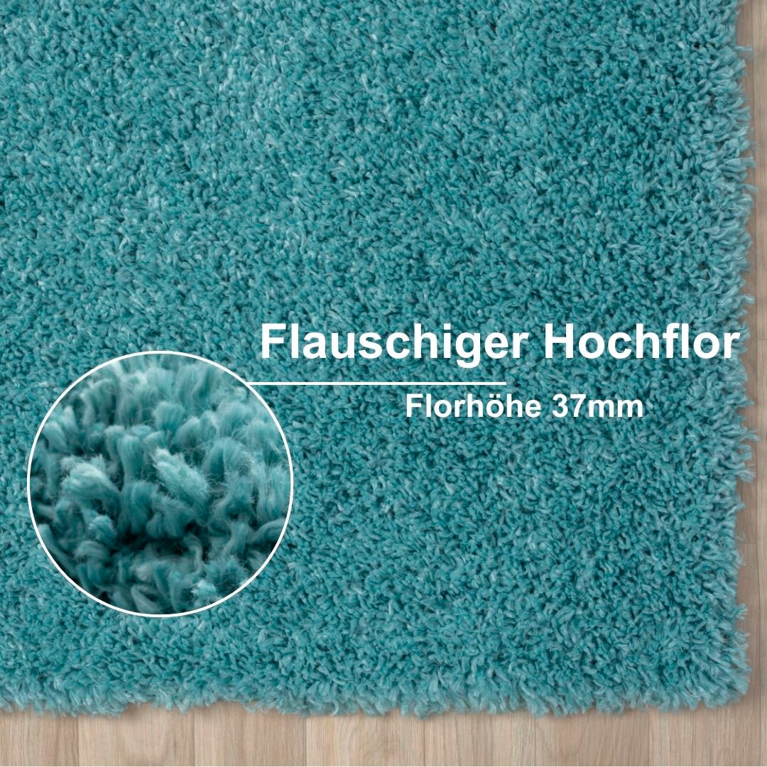 Myflair Möbel & Accessoires Hochflor-Bettumrandung »My Shaggy« Höhe 37 mm 3 Stk. tlg. Shaggy, Uni-Farben, leicht glänzend, extra flauschig, Läufer-Set