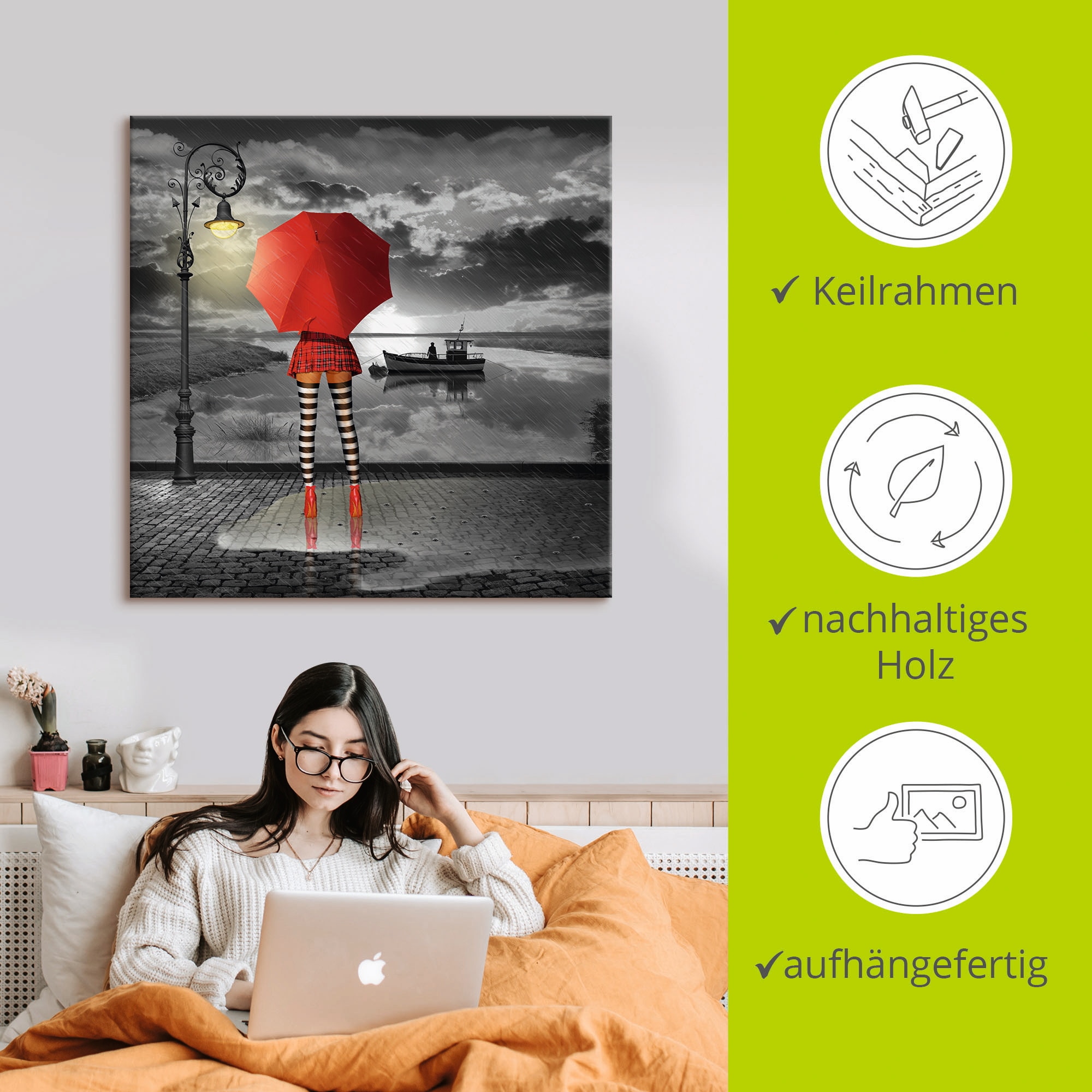 Artland Leinwandbild »Sonnige Aussichten« Frau 1 Stk. tlg. auf Holzrahmen gespannt