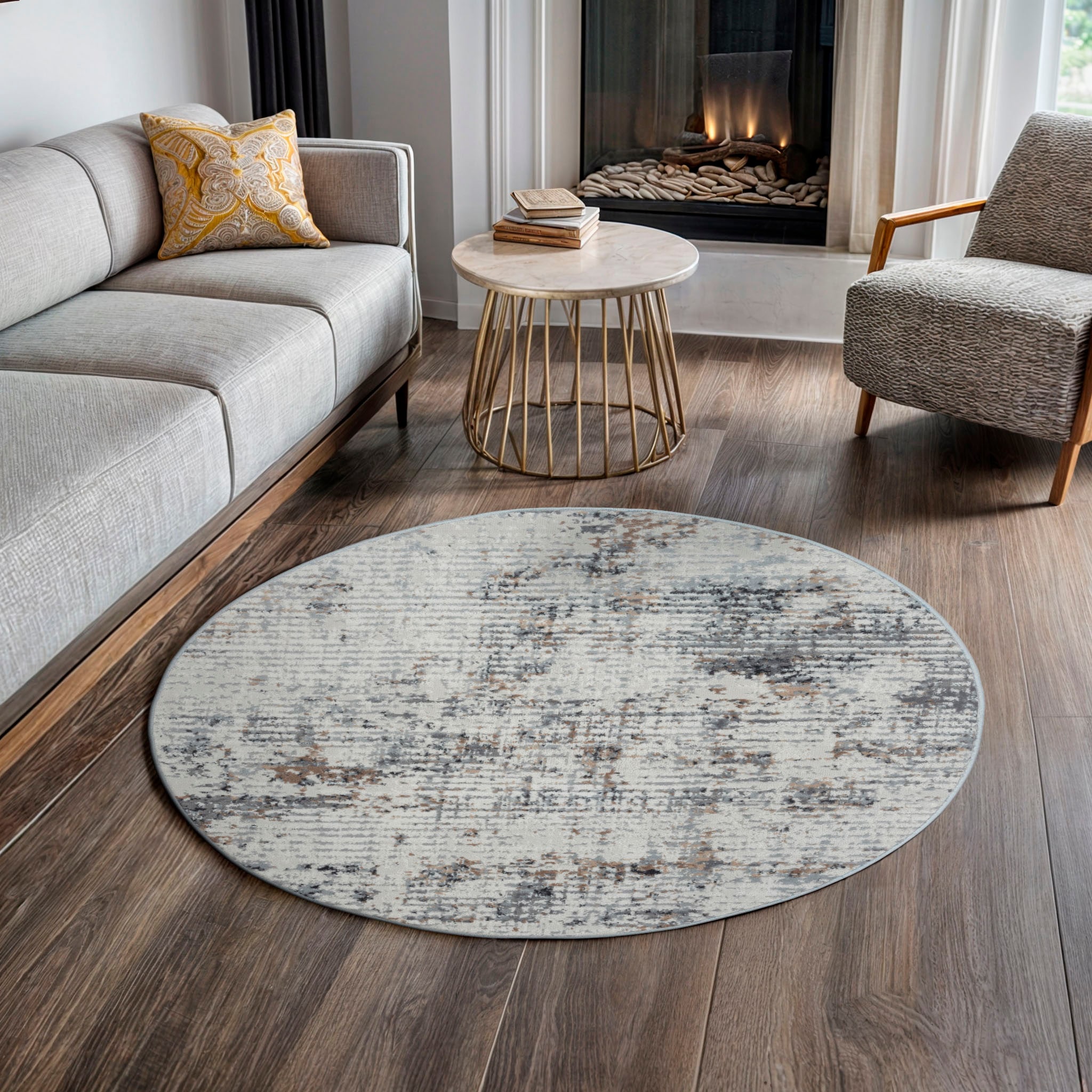 GOODproduct Teppich »Kaylan« rund 8 mm Höhe Kurzflor, modernes Design, pflegeleicht, Wohnzimmer