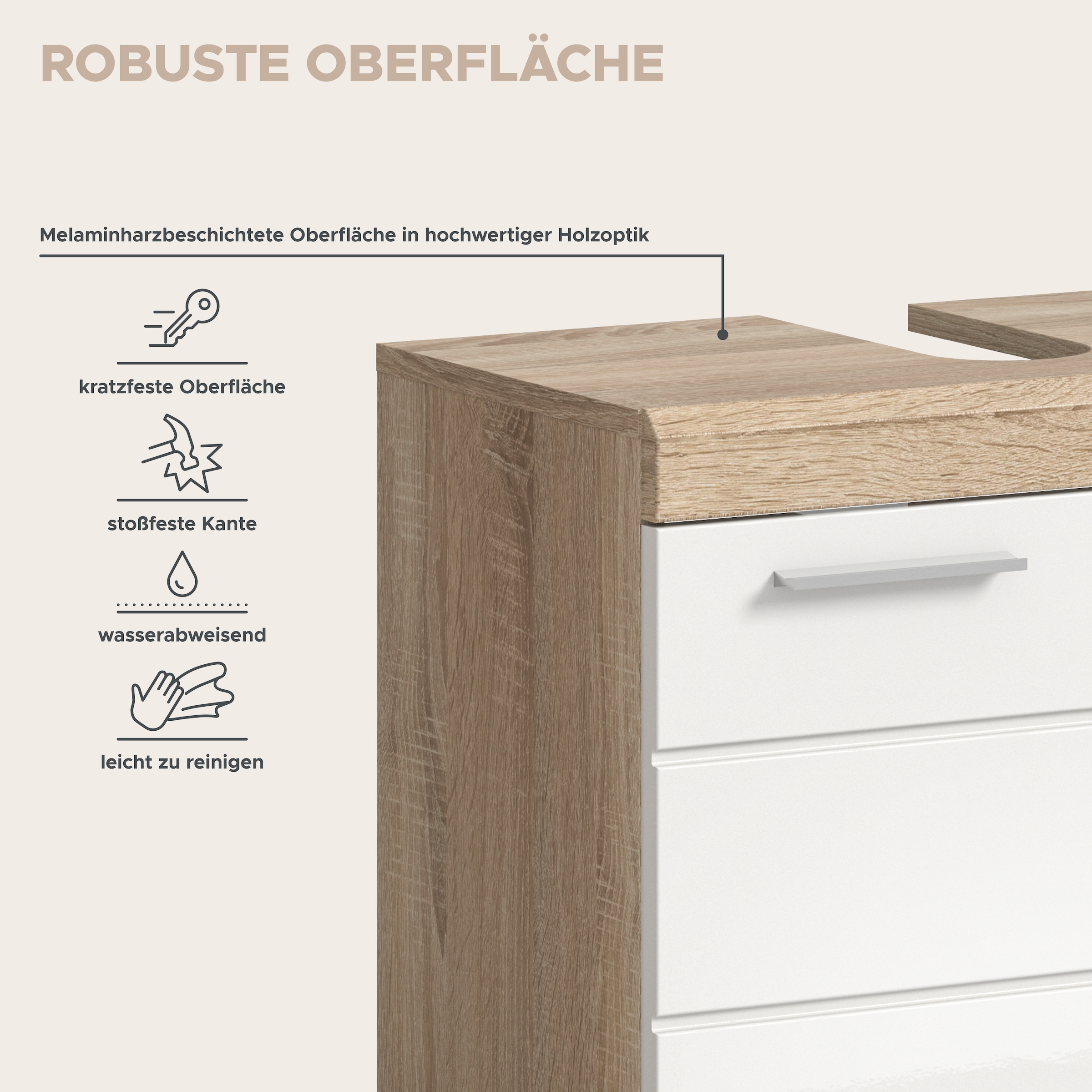 INOSIGN Ensemble de meubles de salle de bain »SIENA, TOPSELLER!, Breite 149cm, 3-teiliges Set« Set, bestehend aus: Hochschrank, Waschbeckenunterschrank & Spiegelschrank, 3 cuis tlg.