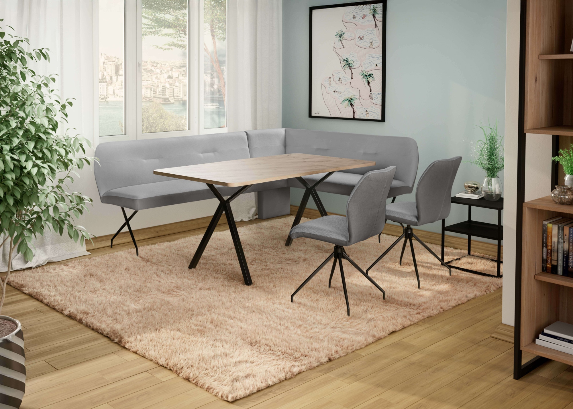 GOODproduct Chaise pivotante »Bruna Esszimmerstuhl,Polsterstuhl, Küchenstuhl, 4-Fussstuhl« () 360° drehbar, mit automatischer Rückstellung, 2-Stoff-Design