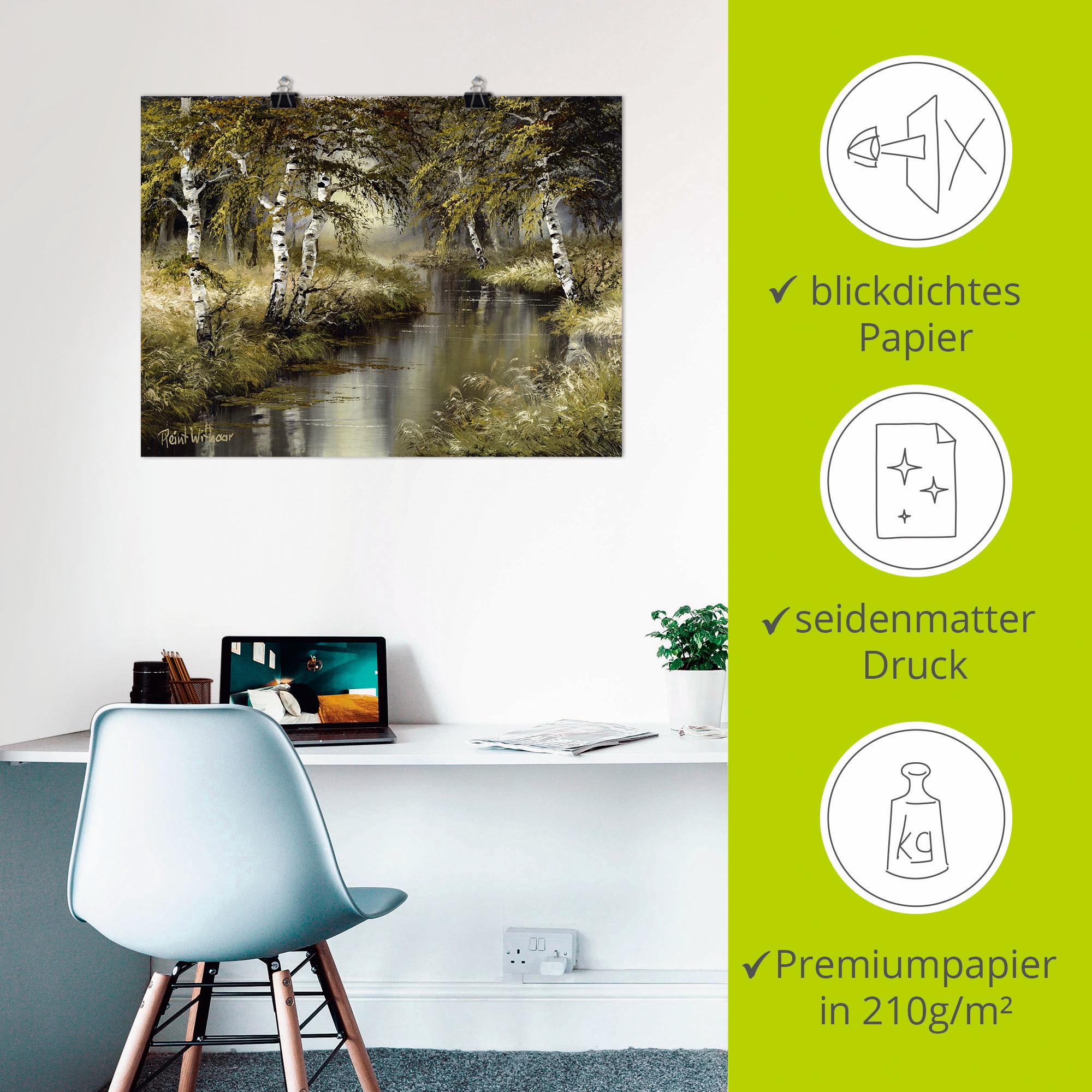 Artland Fresque murale »Kanal tief im Wald« 1 cuis tlg. als Leinwandbild, Poster in verschied. Grössen