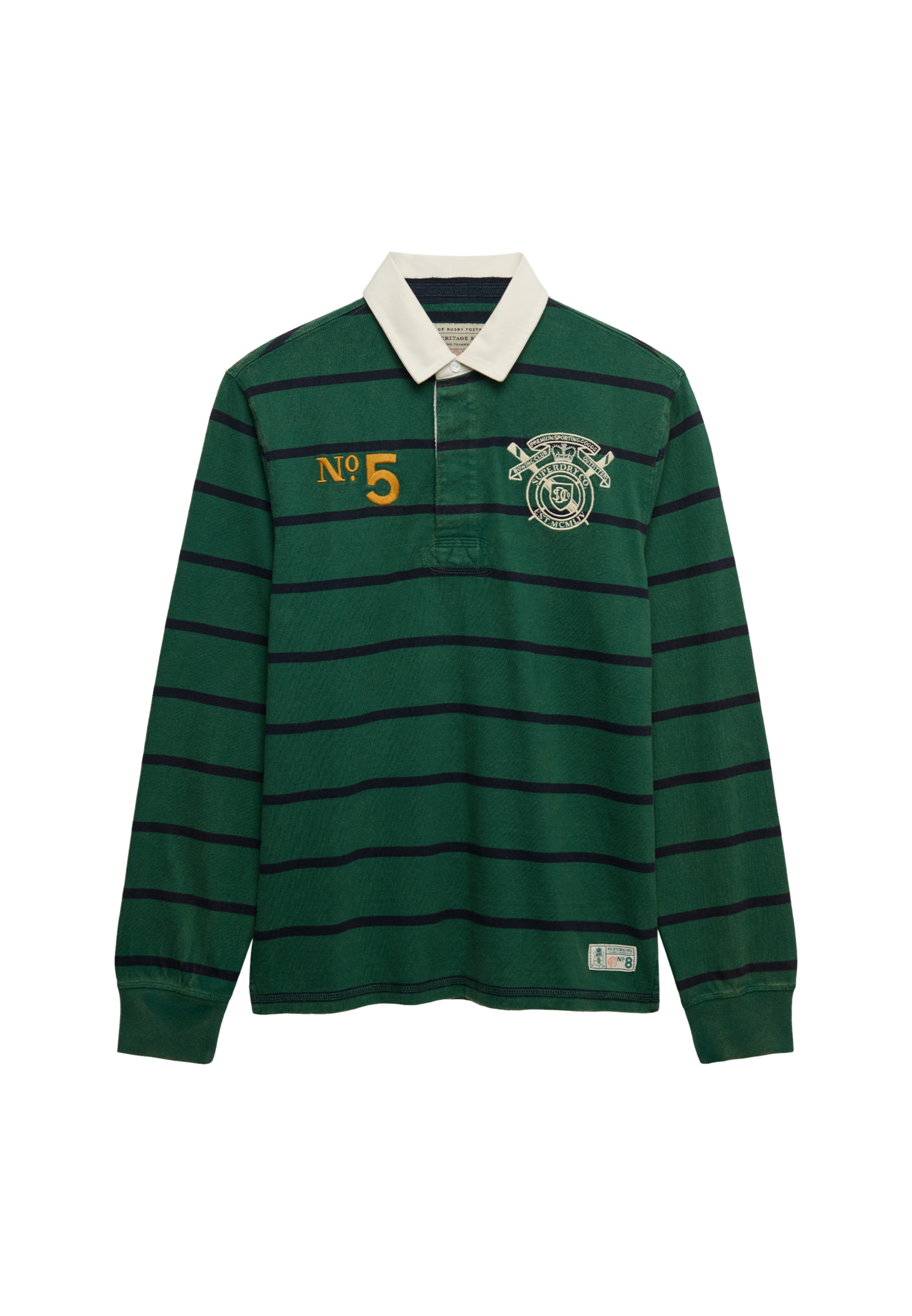 Superdry T-shirt à manches longues »DOUBLE EMBLEM STRIPE RUGBY« en coton et jersey simple, coupe décontractée, aspect rayé