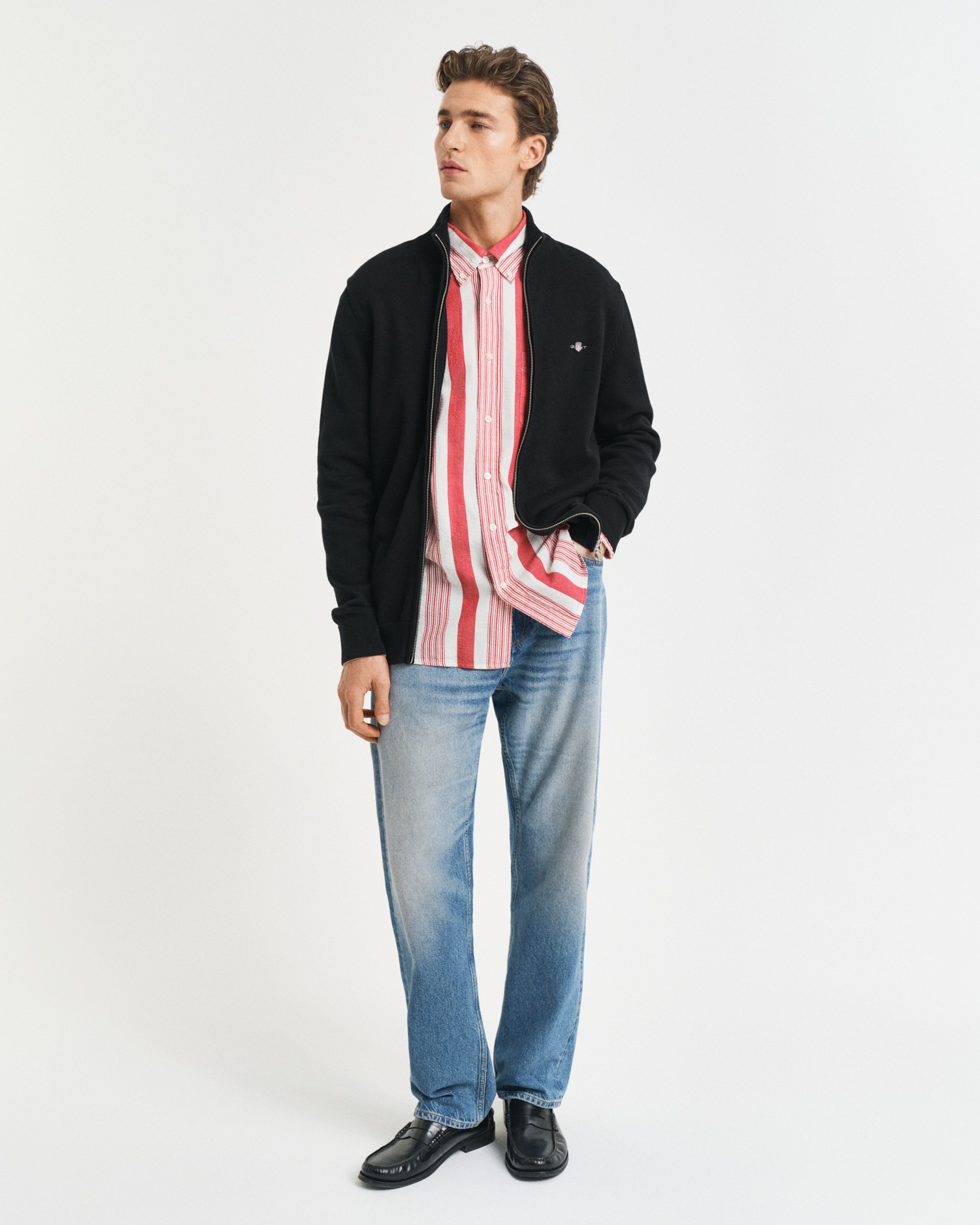 Gant Cardigan »CASUAL COTTON ZIP CARDIGAN« avec bord-côte au col montant, aux manches et à l'ourlet