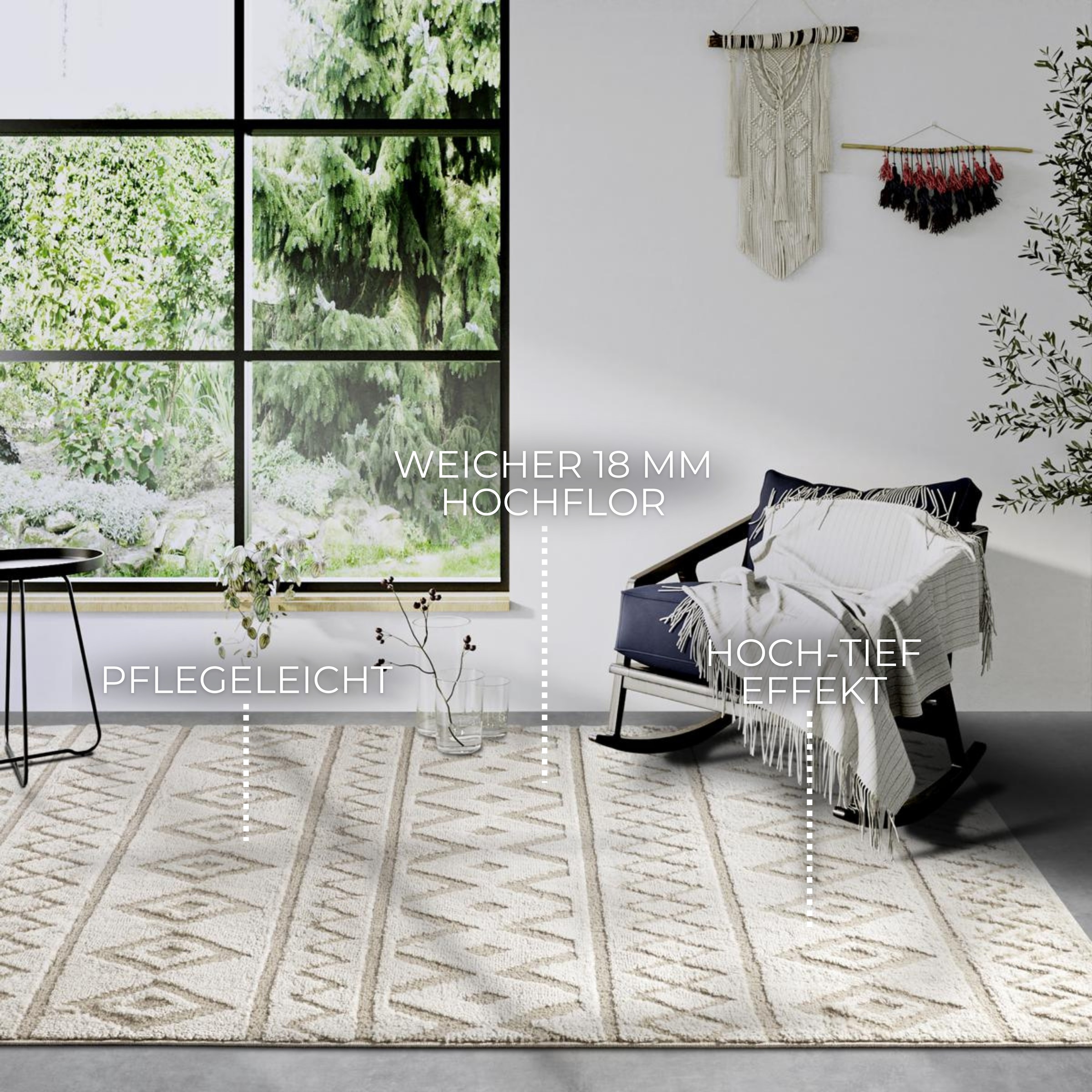 ELLE DECORATION Tapis design »Itinerance« Rectangulaire 18 mm Höhe poils longs, shaggy, coureur, doux, poils longs, moderne, effet relief