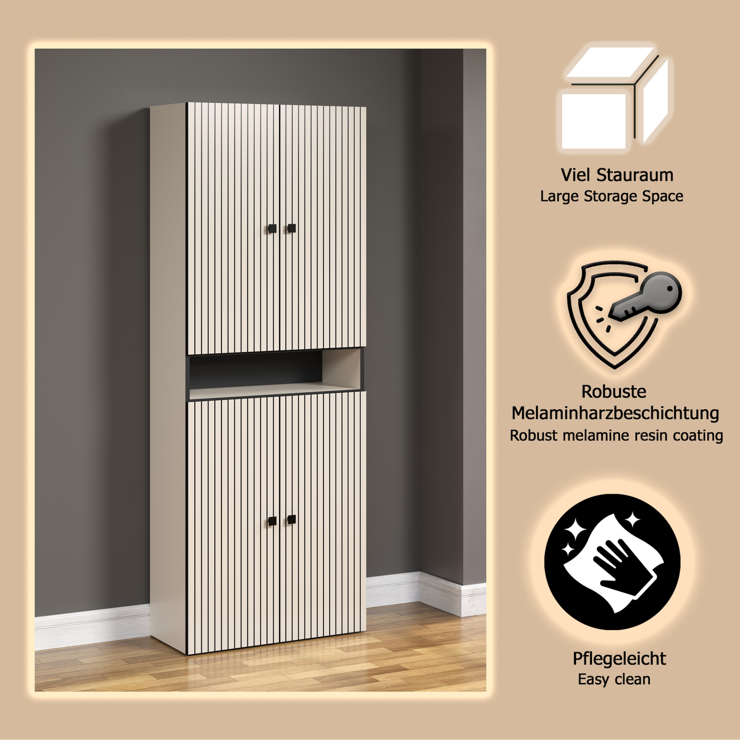 welltime Hochschrank »Amrum« Badezimmerschrank mit und ohne Schublade - (B/T/H) 40-70/31/186 cm
