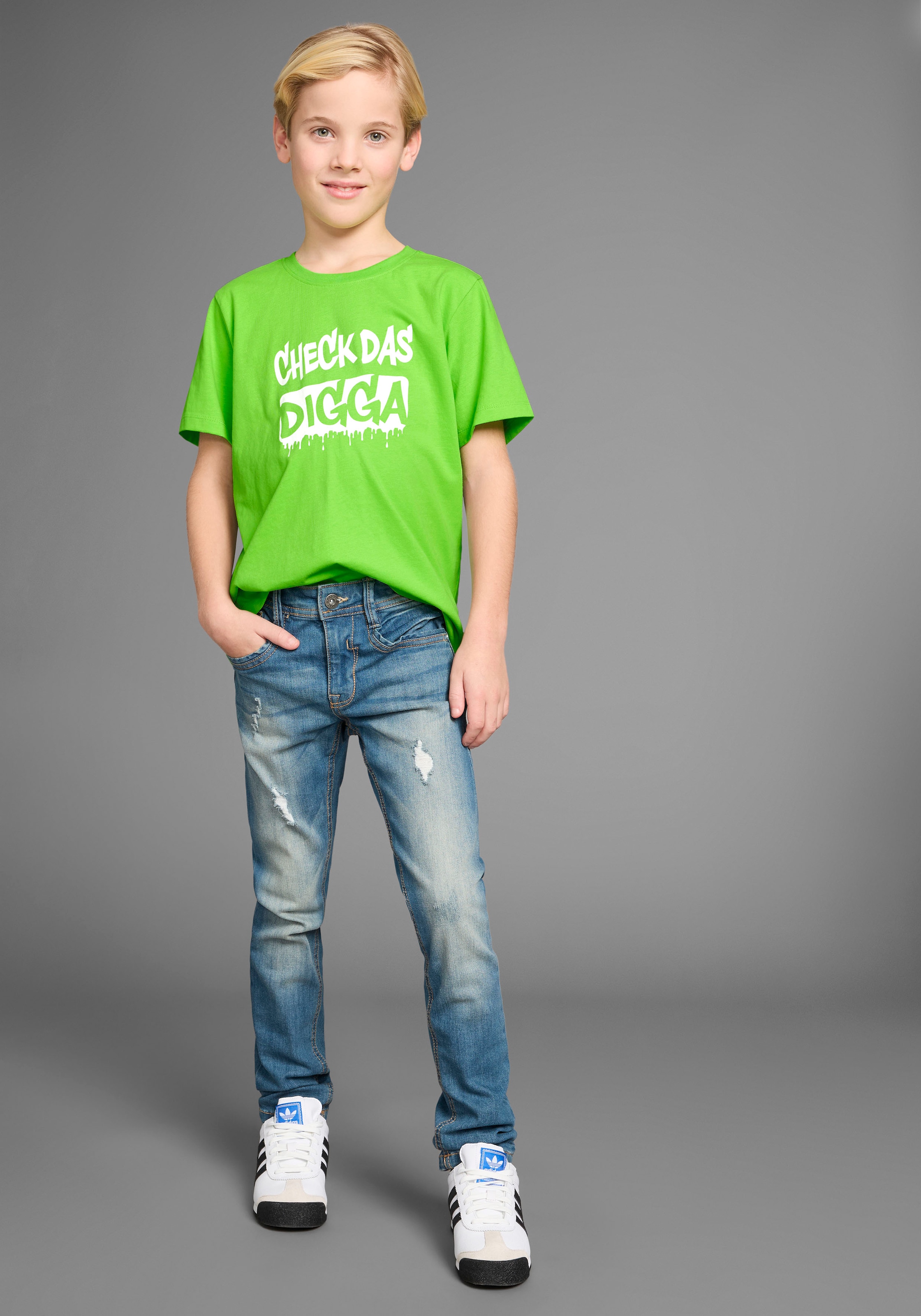 KIDSWORLD T-shirt »Sprücheshirt: CHECK DAS DIGGA« Kurzarm,  Basic-Passform,  bedruckt,  Rundhalsausschnitt
