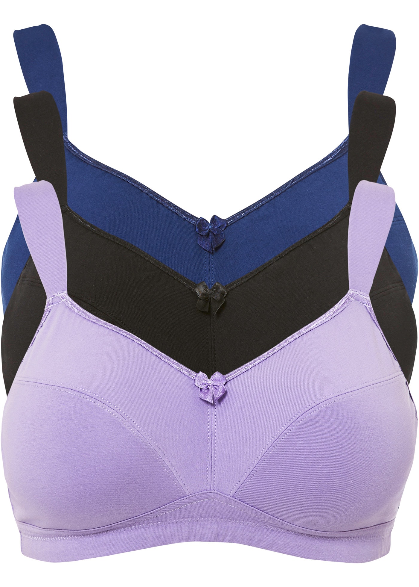 bonprix Soutien-gorge à armatures »BH ohne Bügel mit Baumwolle (3er Pack)« Packung, 3 ohne Bügel, im 3er-Pack, mit verspielten Details