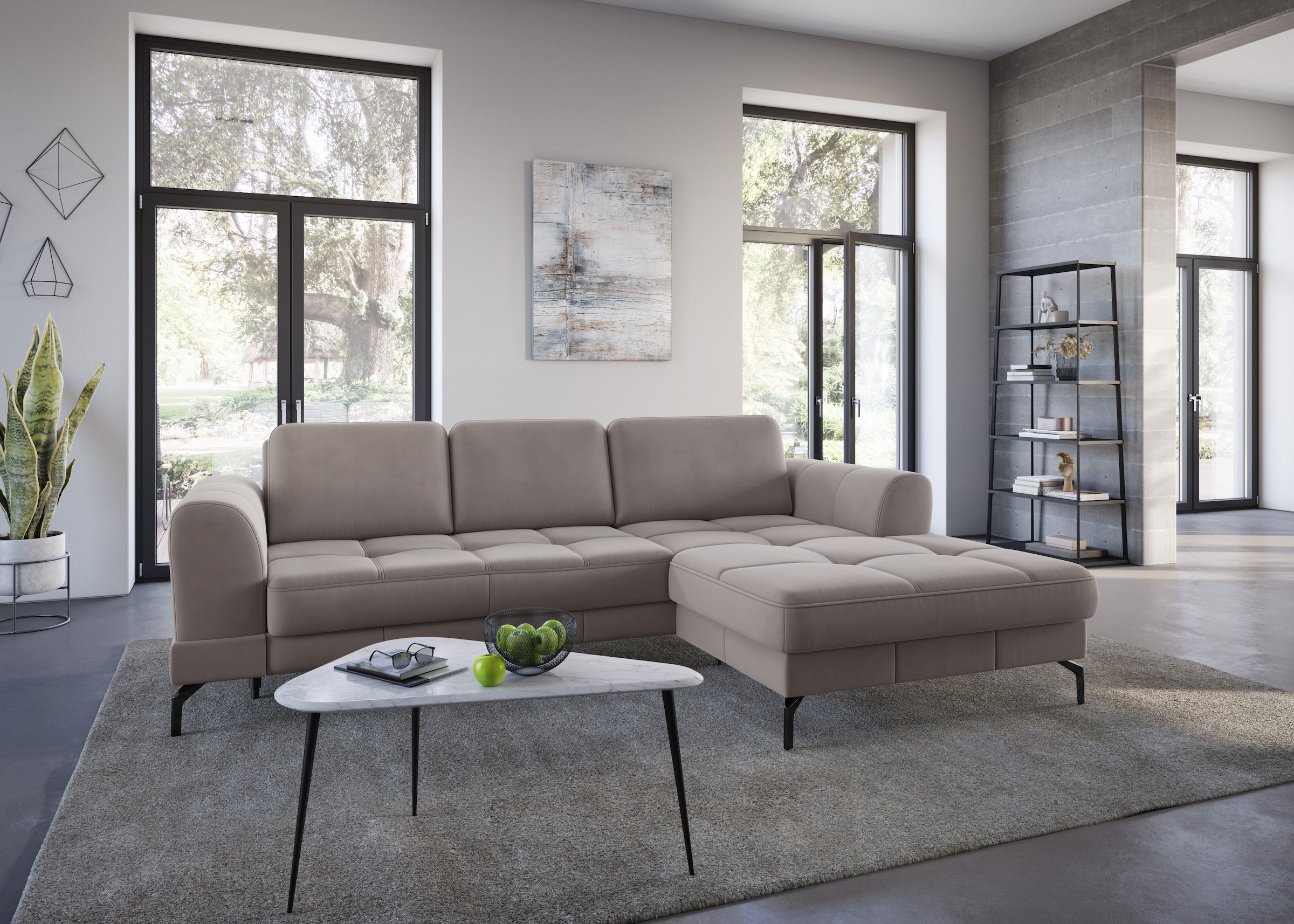 sit&more Ecksofa »Bendigo L-Form« inklusive Sitztiefenverstellung, Bodenfreiheit 15 cm, 2 Fussfarben