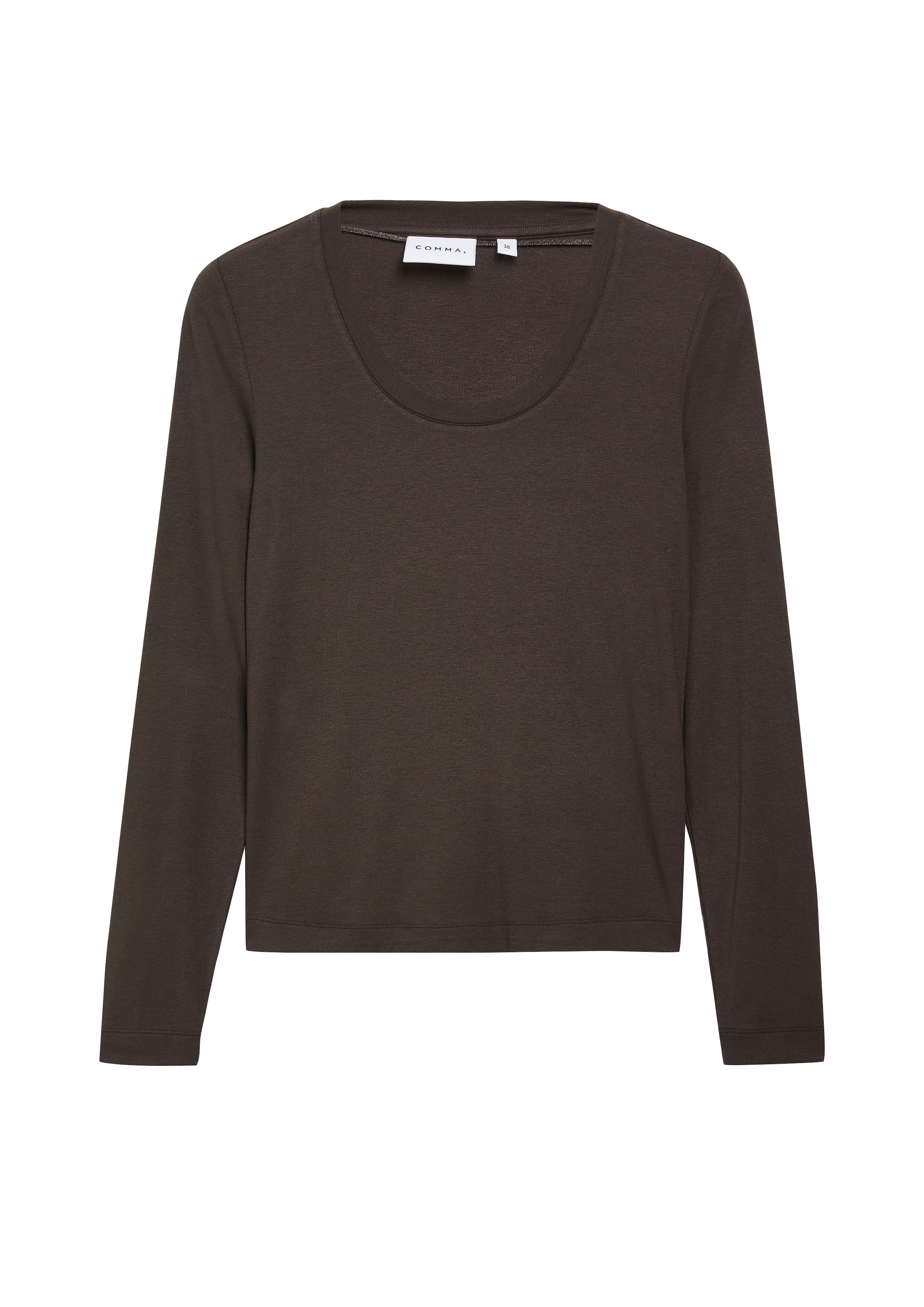 Comma T-shirt à manches longues Avec encolure ronde profonde / viscose extensible