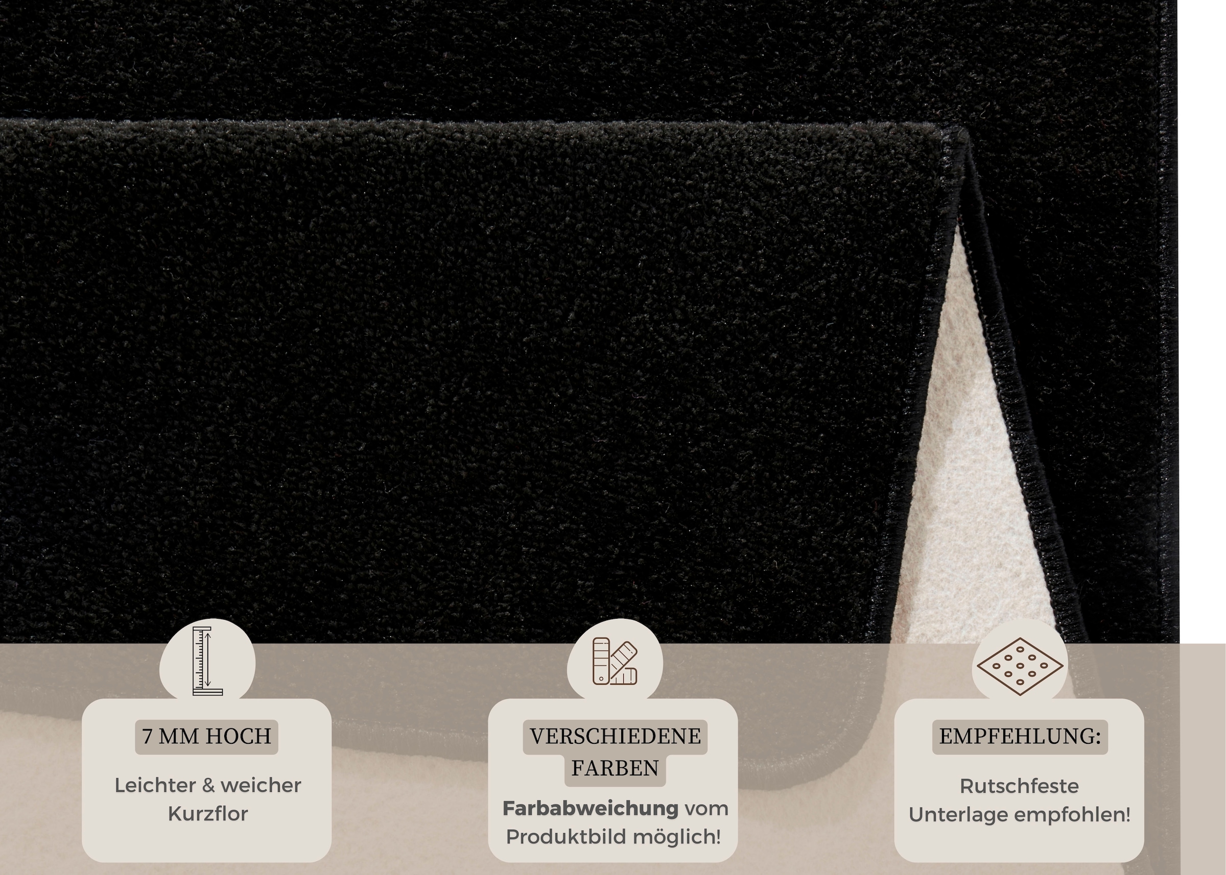 HANSE Home Teppich »Fancy« rechteckig 7 mm Höhe Kurzflor, Läufer, uni, gekettelt, Wohnzimmer, Schlafzimmer, Esszimmer