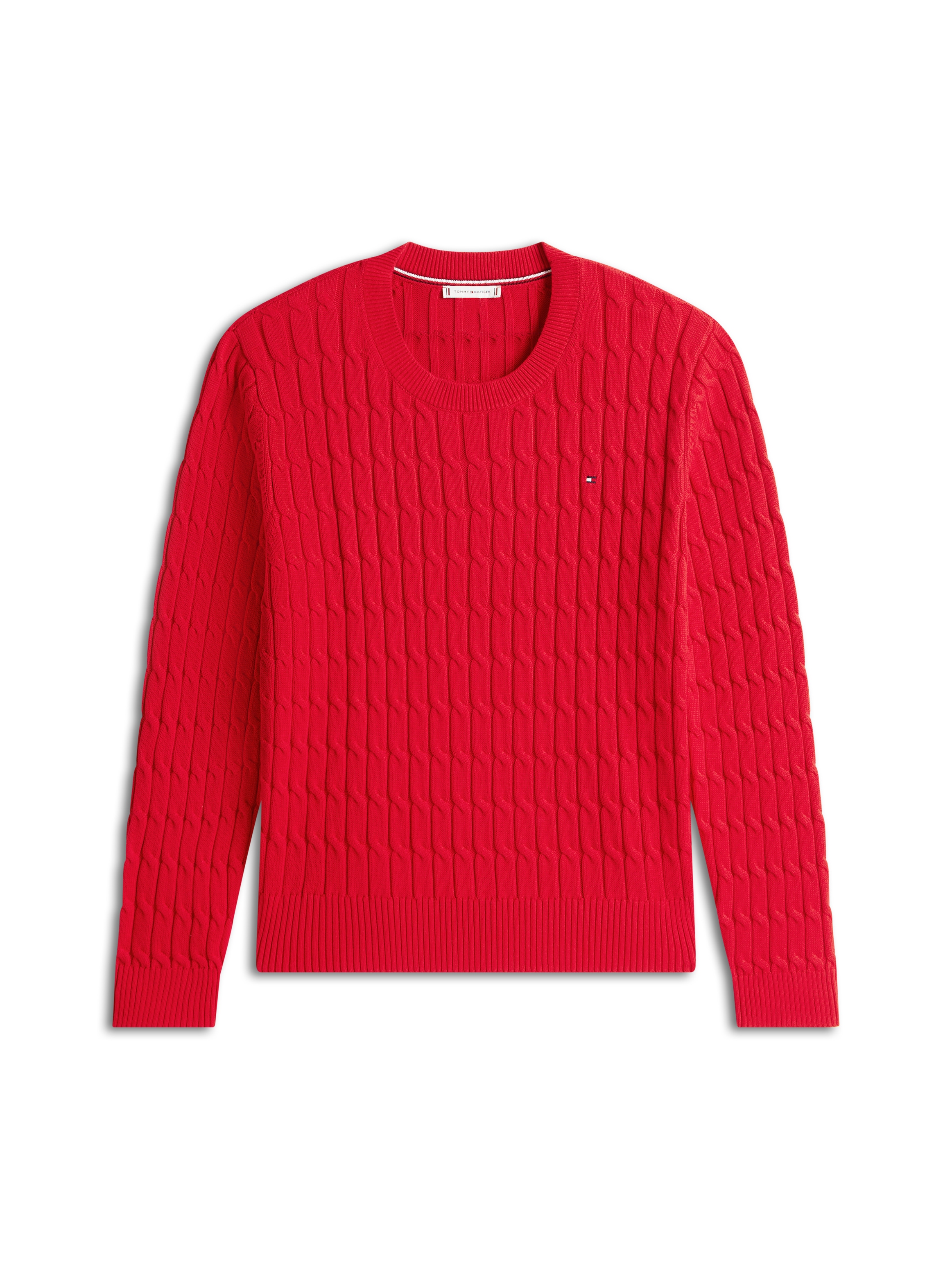 Tommy Hilfiger Curve Rundhalspullover »CRV CO CABLE MID GG C-NK LS SWT« in grossen Grössen, mit Zopfmuster