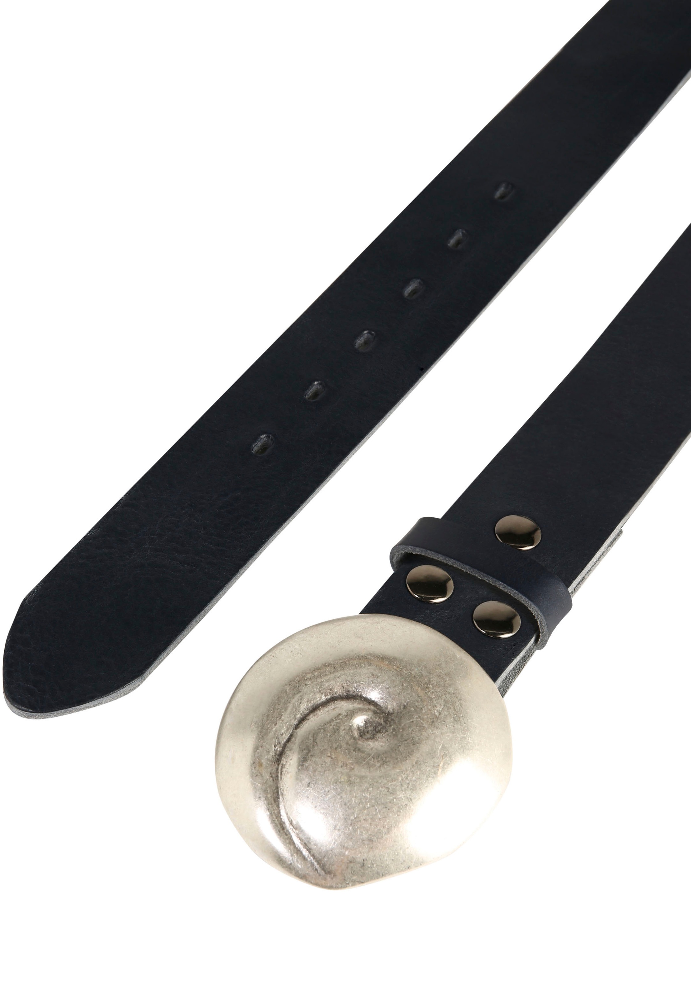 Rettungsring Gürtel Ceinture en cuir mit austauschbarer Schliesse »Muschel Rund Silber«