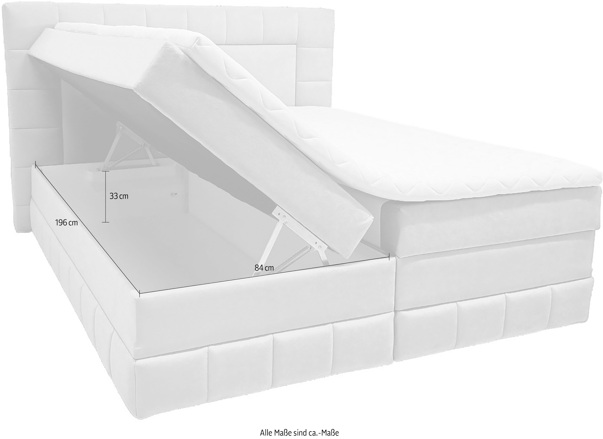 GOODproduct Lit de boxe »PHILIPPA, Polsterbett mit Bettkasten, mit Taschenfederkernmatratze H3« avec un topper en mousse froide, housse en microfibre, éclairage LED en option