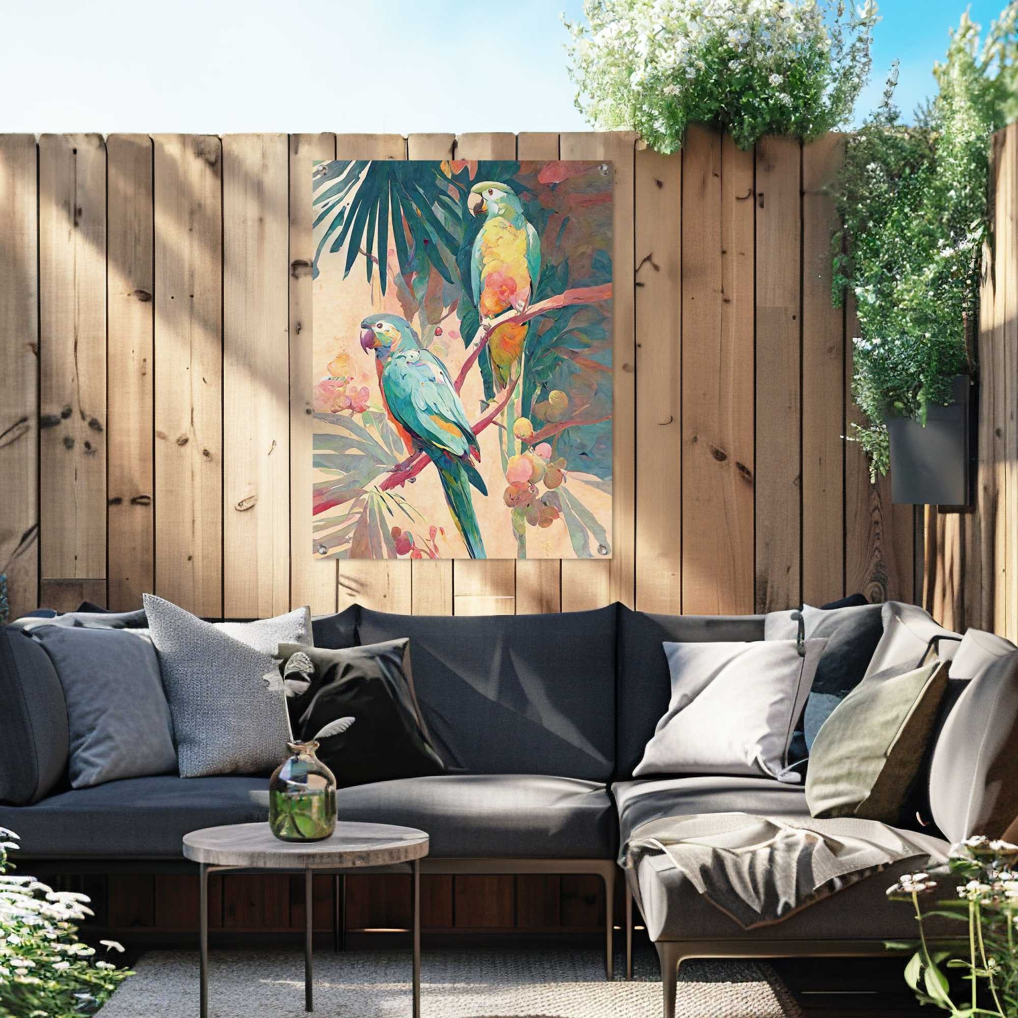 Reinders! Poster »Bird Party« Garten - Papagei - Ara - Farbenfroh - Grün - Leinwand - Tiere -