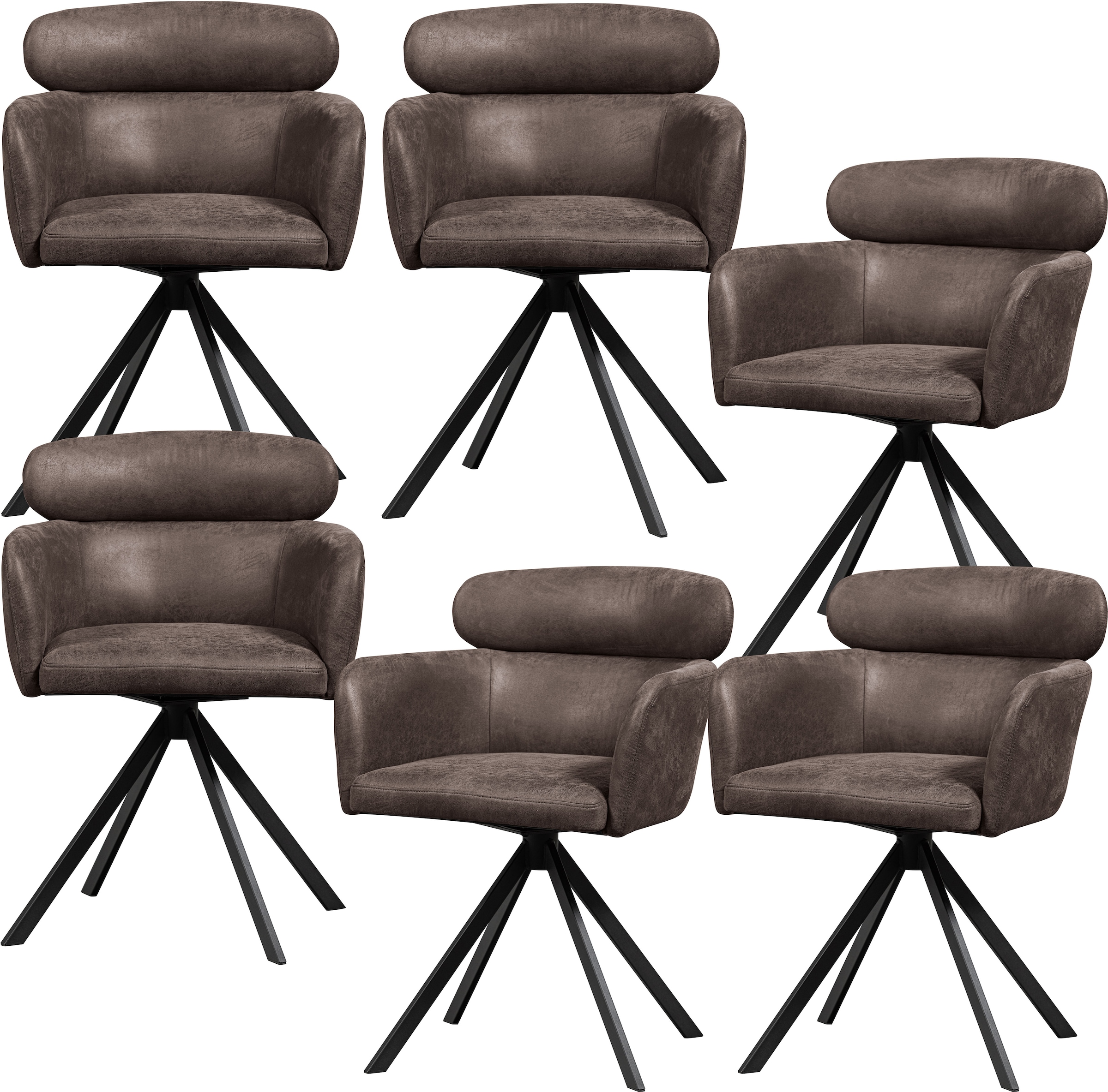 WOOOD Chaise de salle à manger »Fenne aus Kunstleder mit Drehgestell aus Metall H 80 x B 58 cm« (Ensemble) 2 cuis(Set, 2 pcs) Haute résistance à l'usure, largeur 58 cm