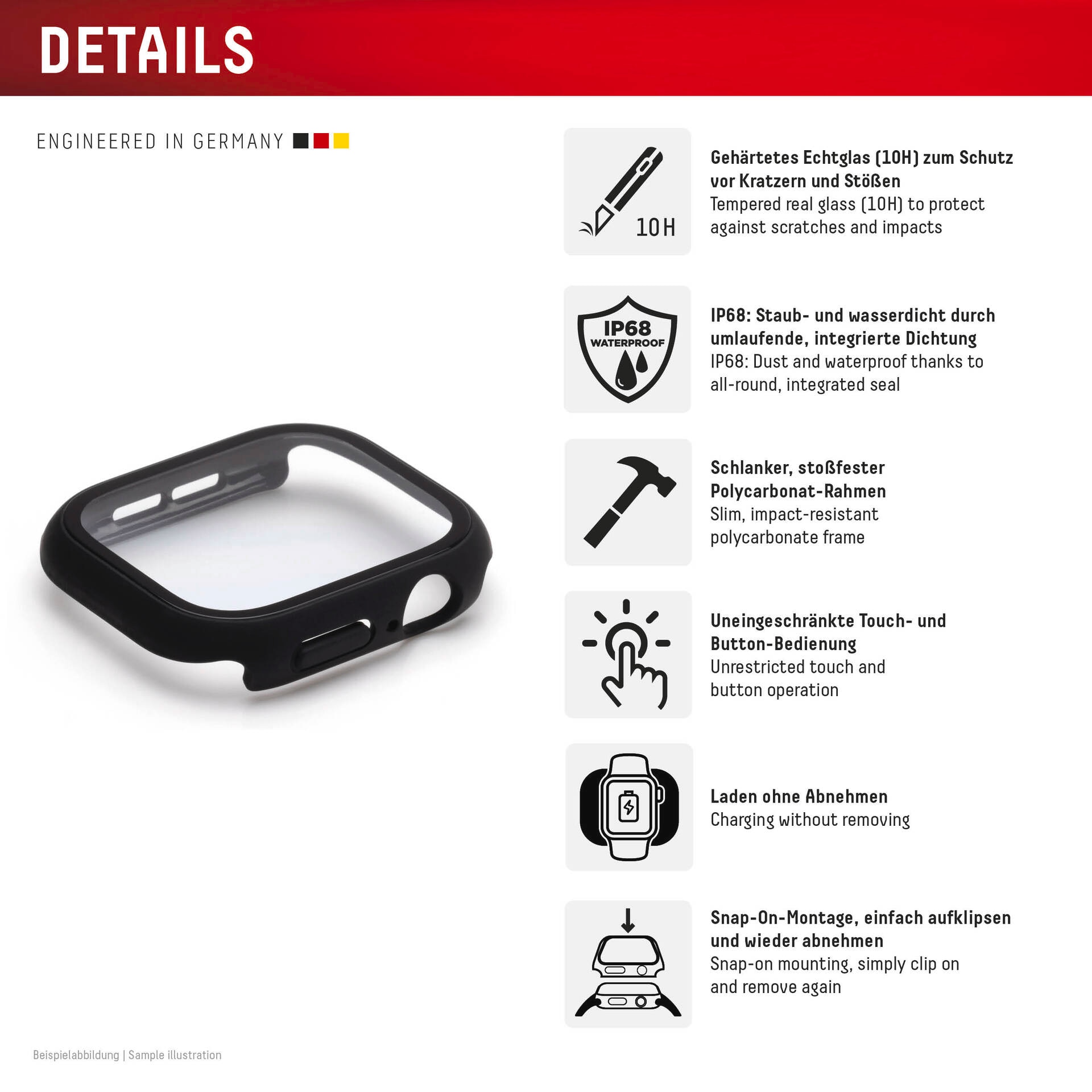 Displex Verre de protection d'écran »Smartwatch Glass All-In-One Protector Full Body« für Apple Watch Ultra 49 mm;Apple Watch Ultra 2 49 mm;Apple Watch Ultra 3 49 mm Displayschutzfolie, Schutzfolie, Bildschirmschutz, kratz- & stossfest