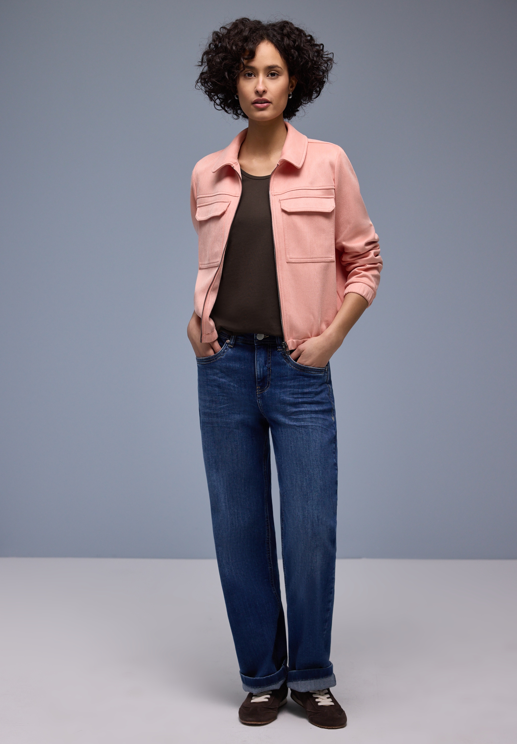 STREET ONE Rundhalsshirt Halbarm mit Turn-up