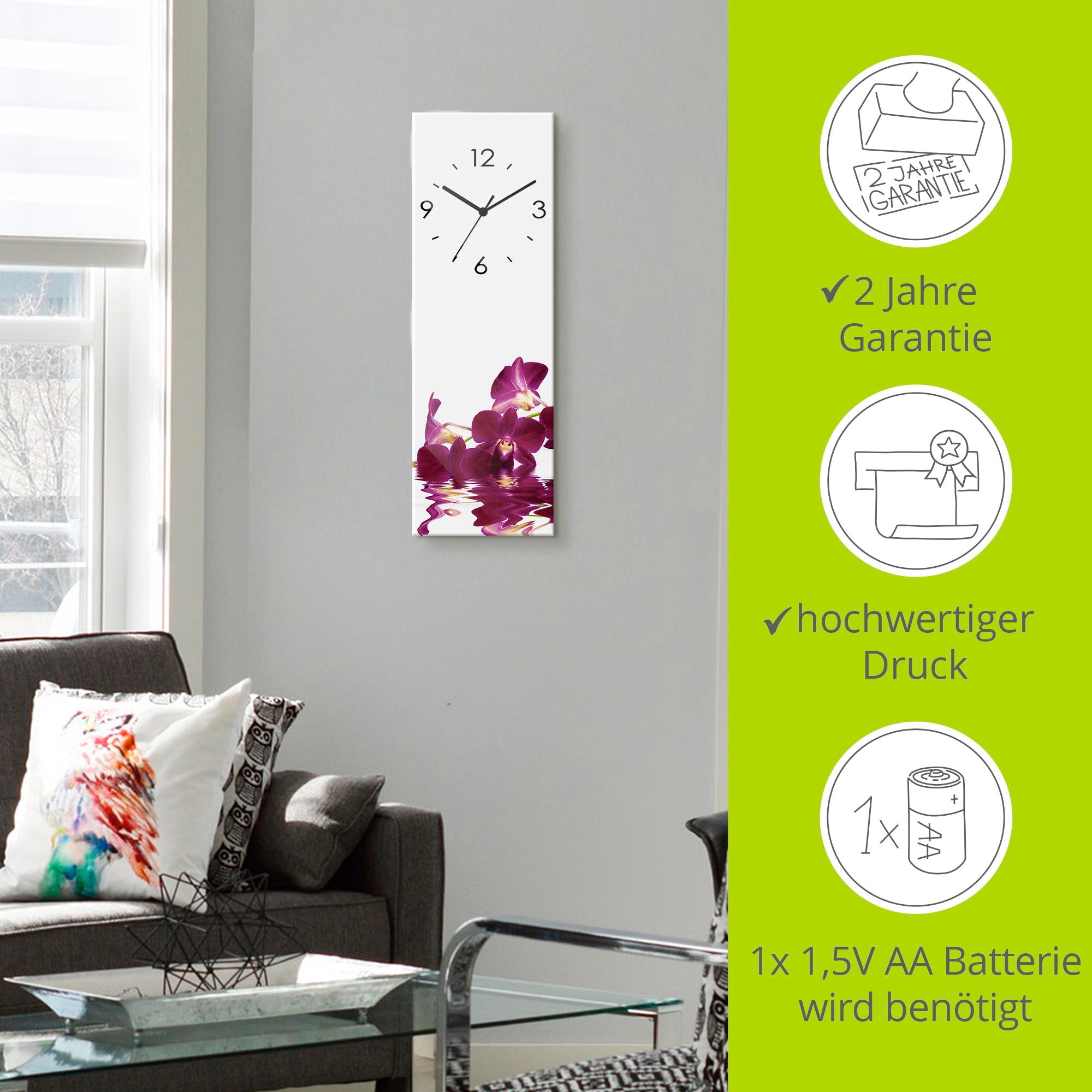 Artland Wanduhr »Phalaenopsis Orchidee« wahlweise mit Quarz- oder Funkuhrwerk, lautlos ohne Tickgeräusche