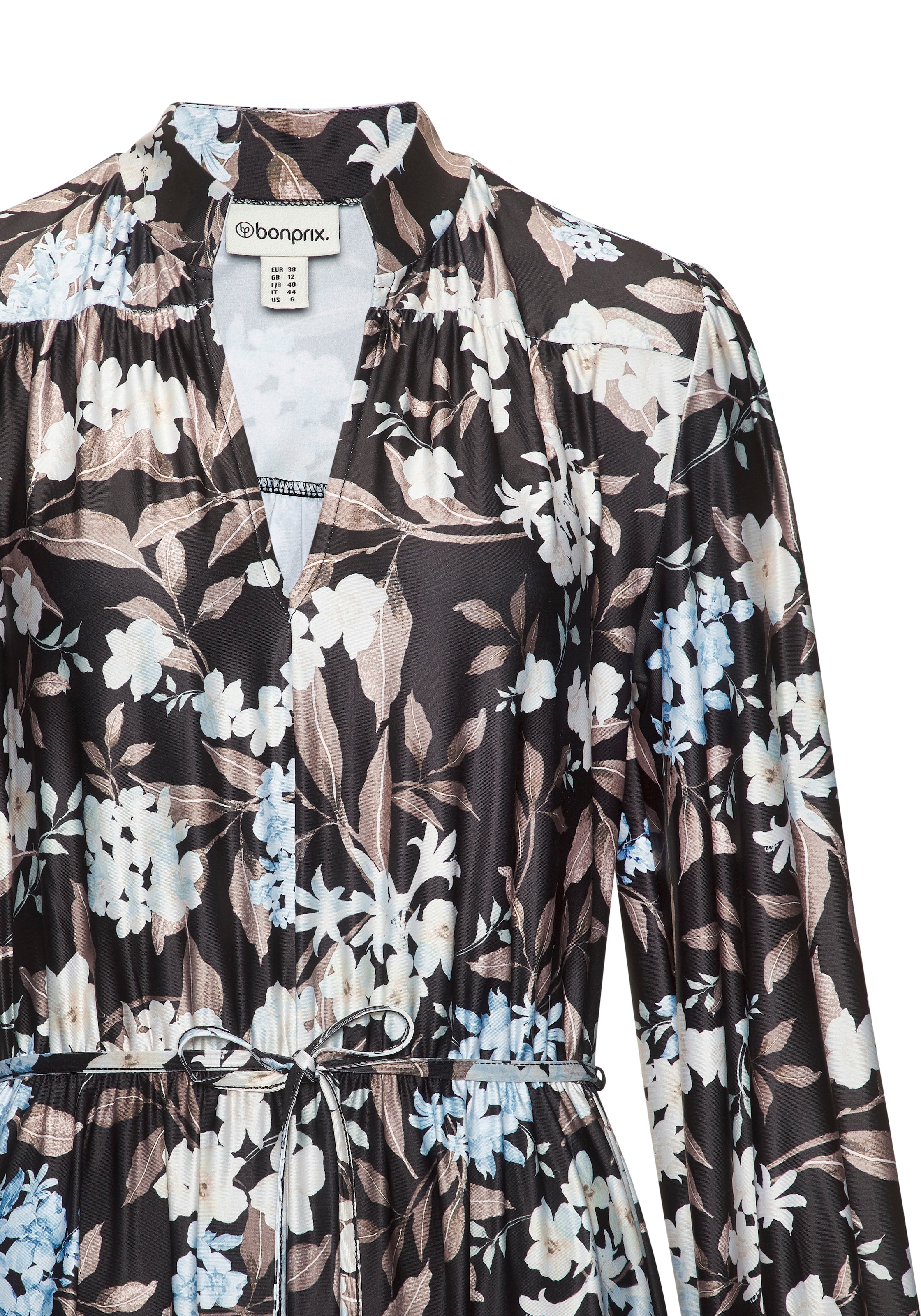 LASCANA Midikleid »aus bügelfreier Qualität mit Blumendruck« mit Bindegürtel,  Ohne Taschen festlich-elegantes Sommerkleid, tailliertes Druckkleid, Jerseykleid