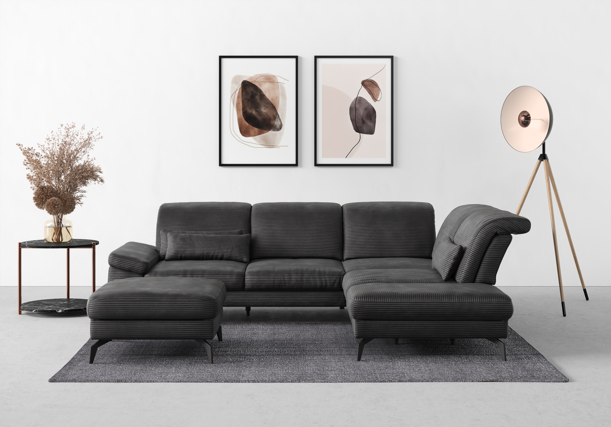 sit&more Canapé d'angle »Cabana L-Form« Ottomane, wahlweise mit Sitztiefen-,Armlehnen- und Kopfteilfunktion