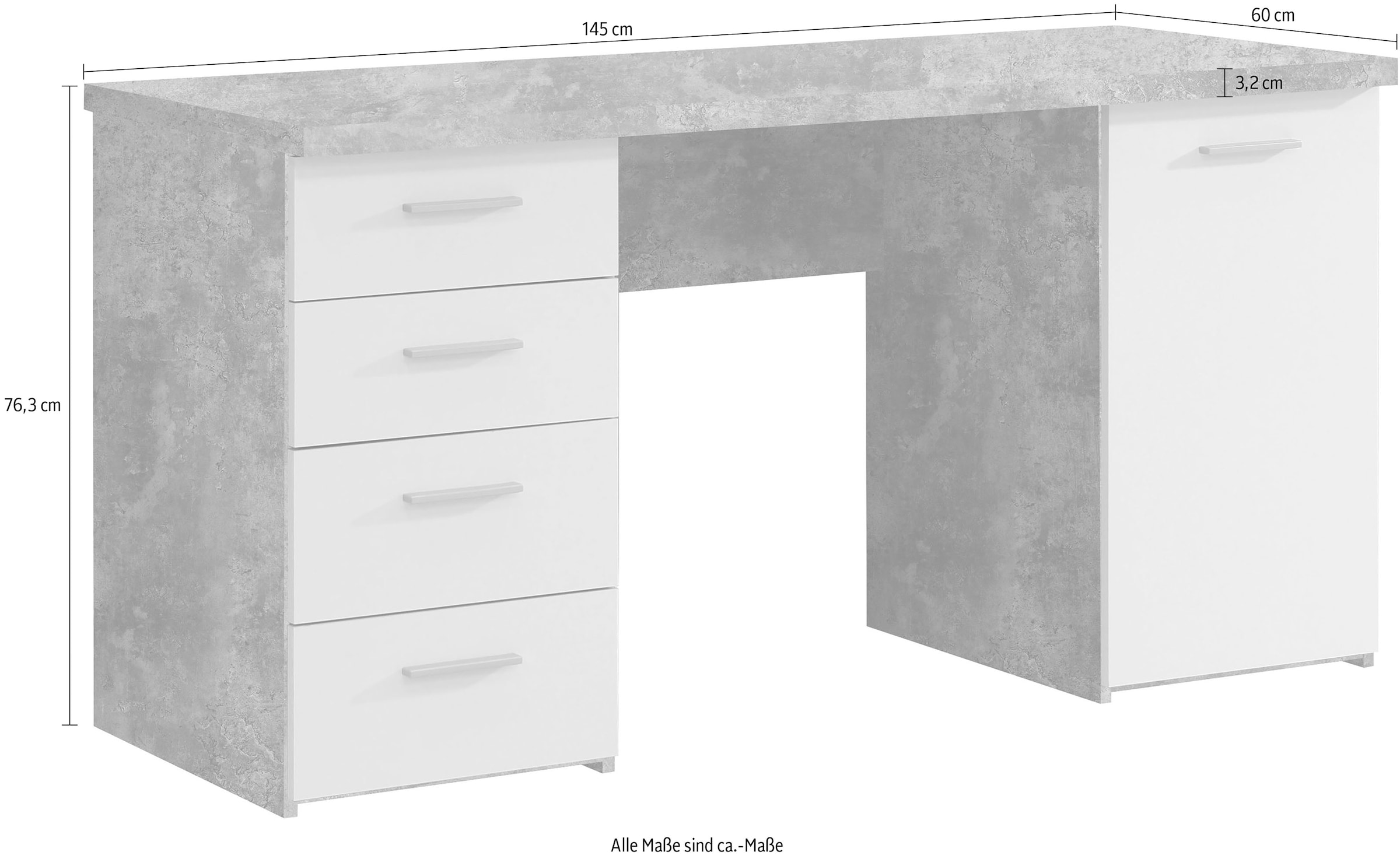 FORTE Schreibtisch »Netta« Breite 145 cm, mit Schubladen