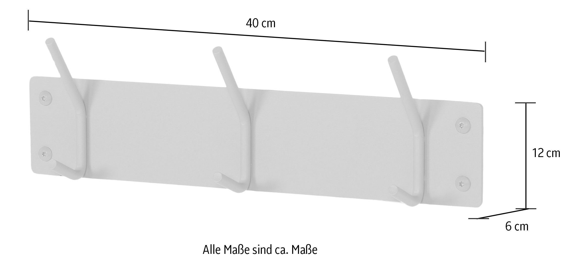 Spinder Design Garderobenhaken Metall, Zeitloses Design, 3 Haken, Breite 40 cm