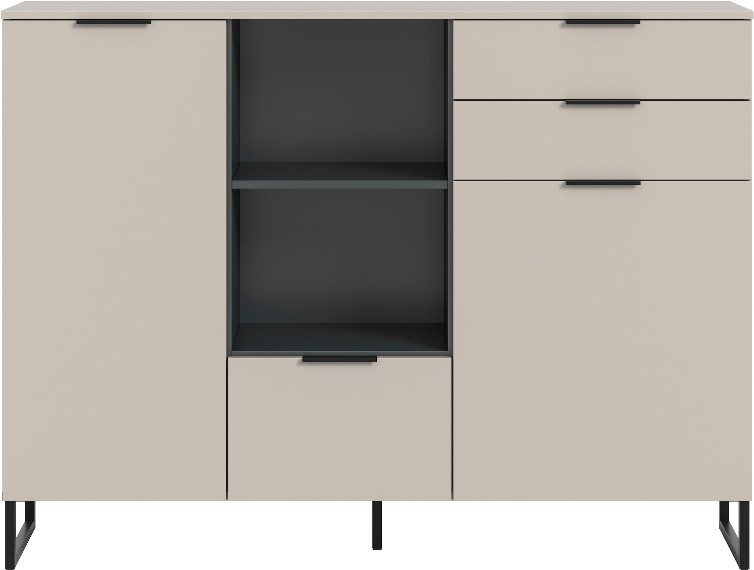Home affaire Buffet haut »ADIO, Breite 150cm, 2 Türen, 1 Klappe, 2 Schubkästen, mit Metall-Kufen« 1 cuis tlg. Sideboard, Kommode, Lowboard, Schrank, Wohnzimmerschrank, Anrichte