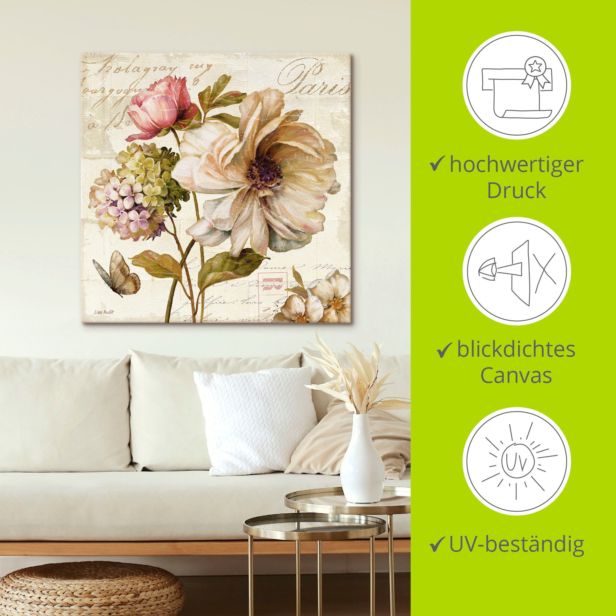 Artland Tableau sur toile »Blumen II« 1 cuis tlg. auf Holzrahmen gespannt