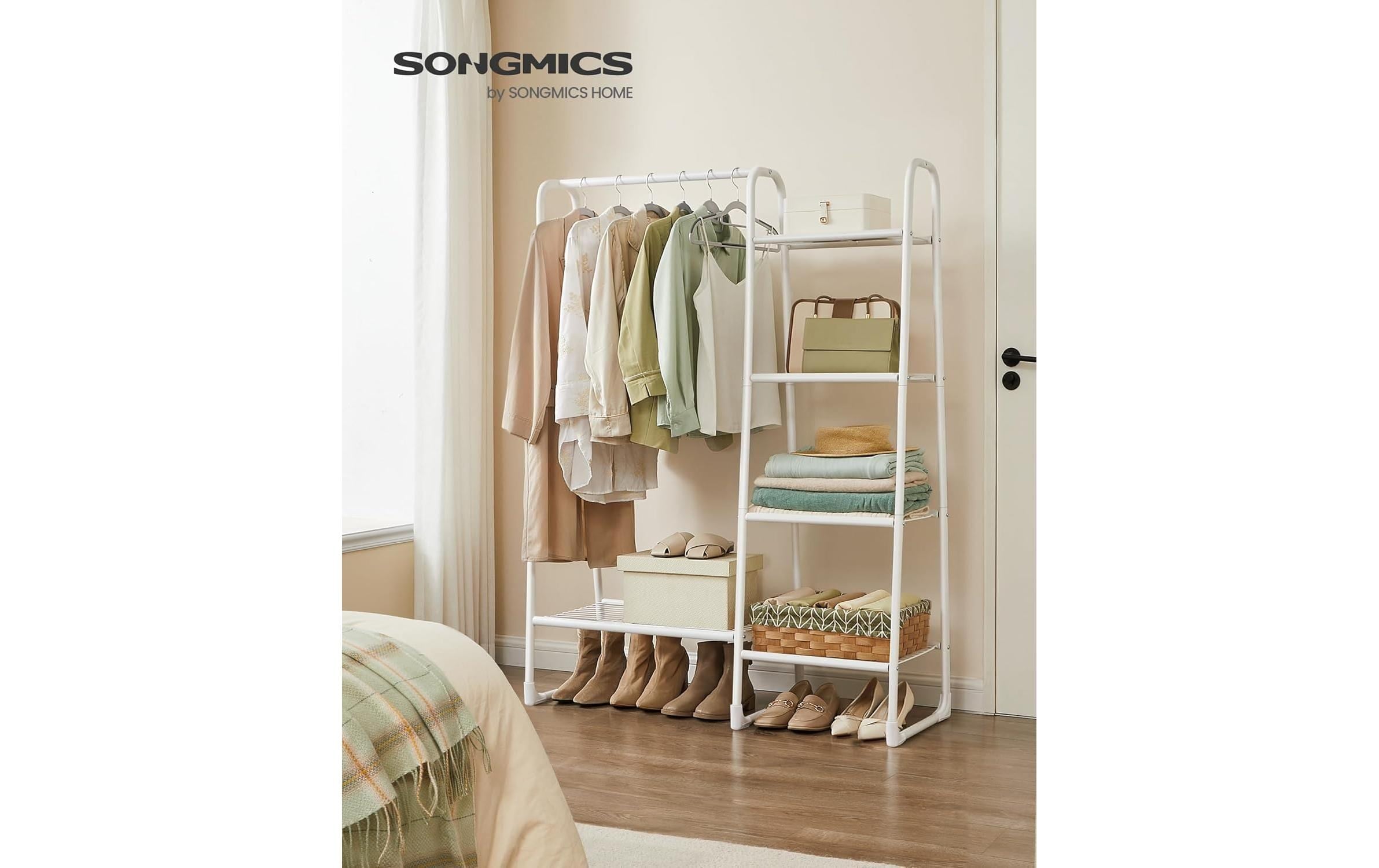 SONGMICS Porte-manteau »White« Stabile Garderobenstange mit praktischen Ablageflächen