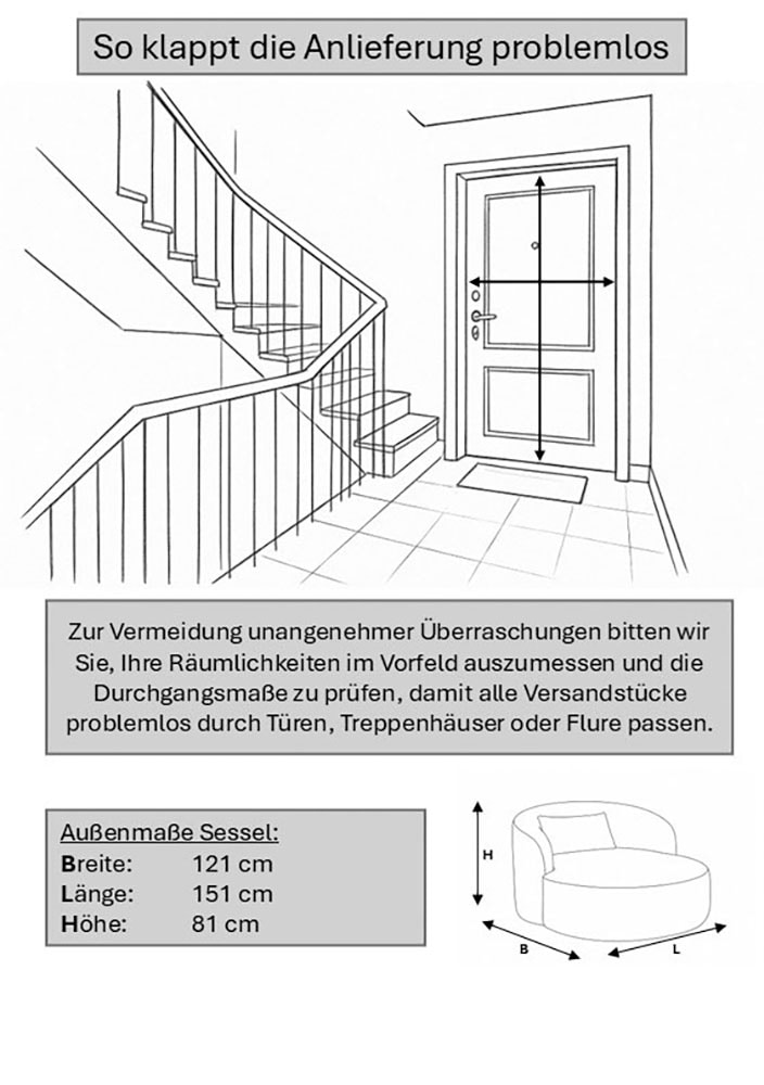LeGer Home by Lena Gercke XXL-Sessel »Yllara, moderner Lesesessel, Loveseat mit grosszügiger Sitzfläche« mit geschwungener Rückenlehne in Samt oder Struktur