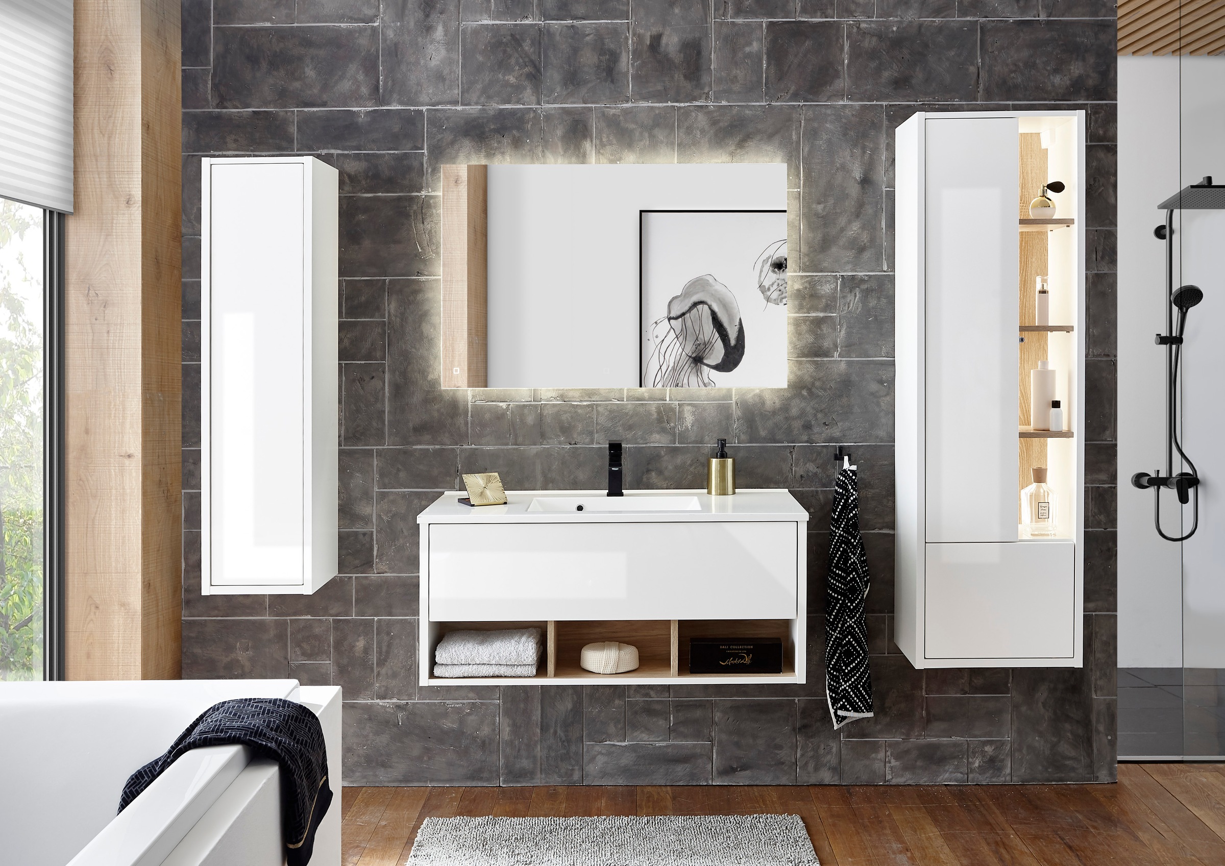 PLACES OF STYLE Badmöbel-Set »Studio Line, Bad im modernen Design, 4-teiliges Badezimmer« 4 Stk. tlg.