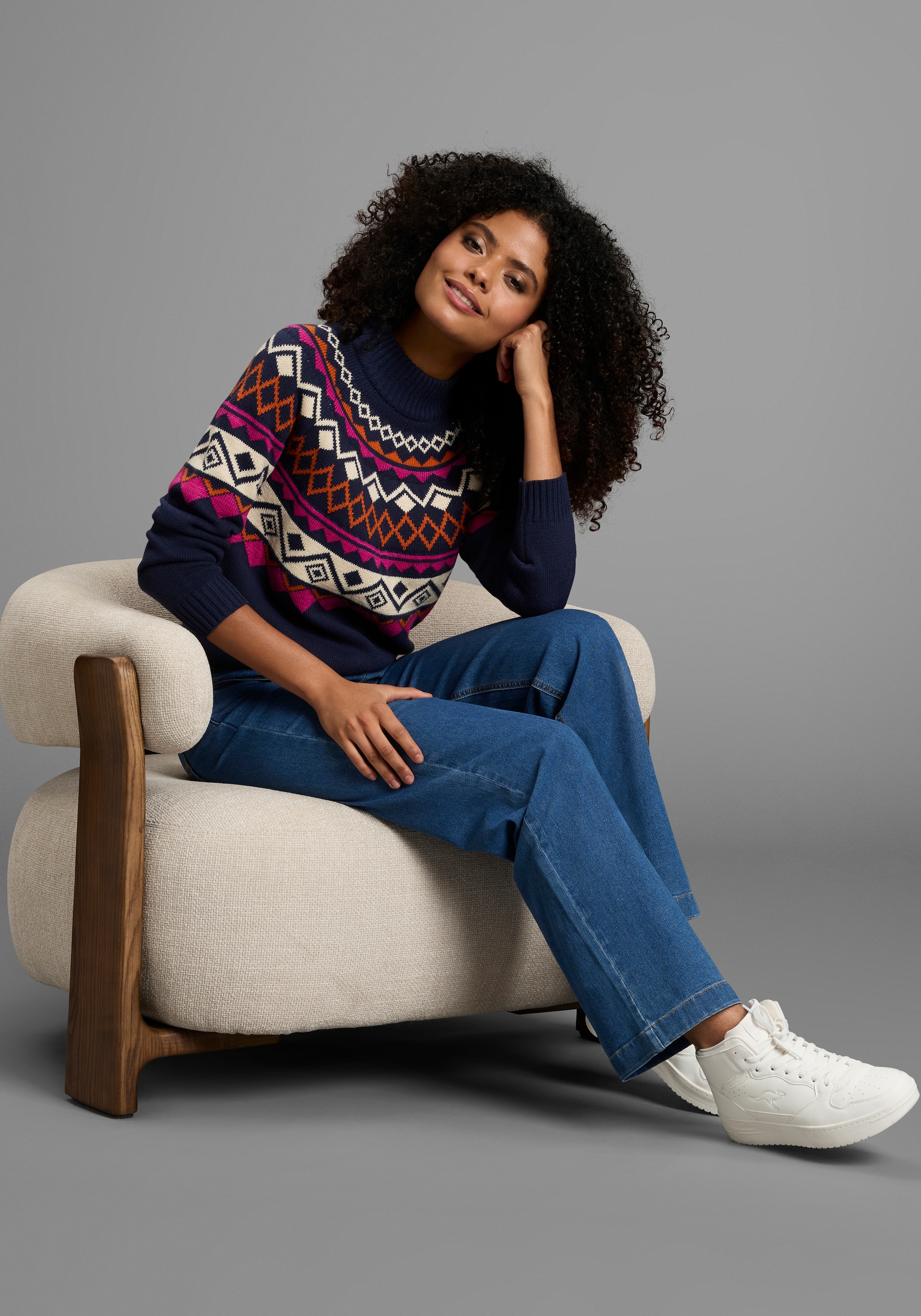 KangaROOS Norwegerpullover , mit schönem Muster und hohem Rippkragen
