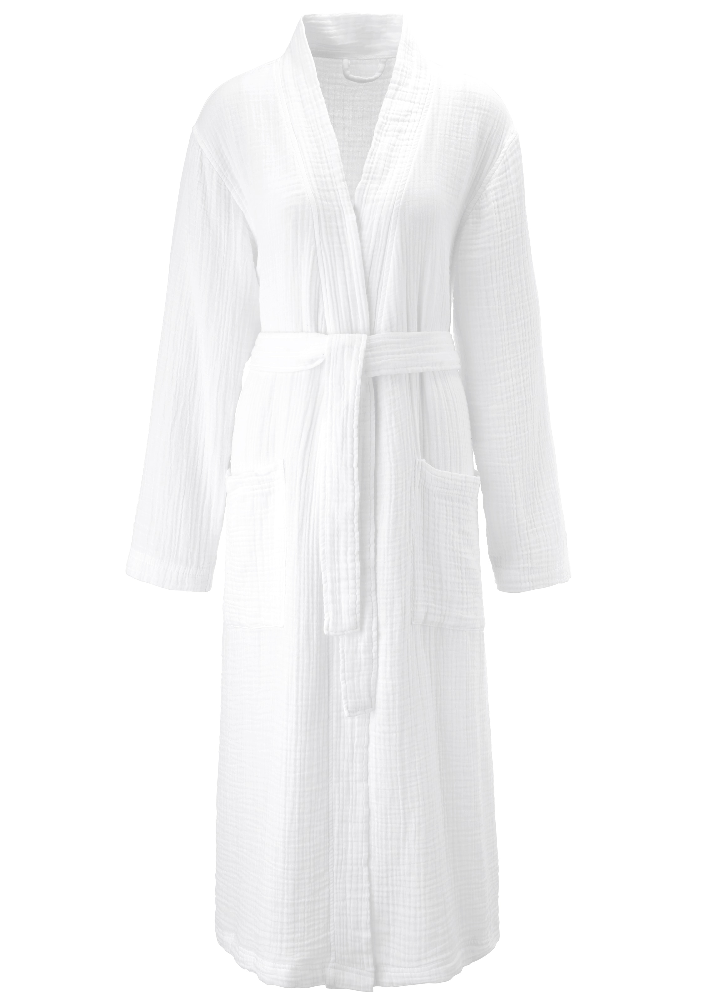 my home Peignoir de bain »Juna Musselin, ideal für Sauna & Spa, Hotelbademantel, Morgenmantel« 1 cuis modern, leichte Qualität, 100% Baumwolle