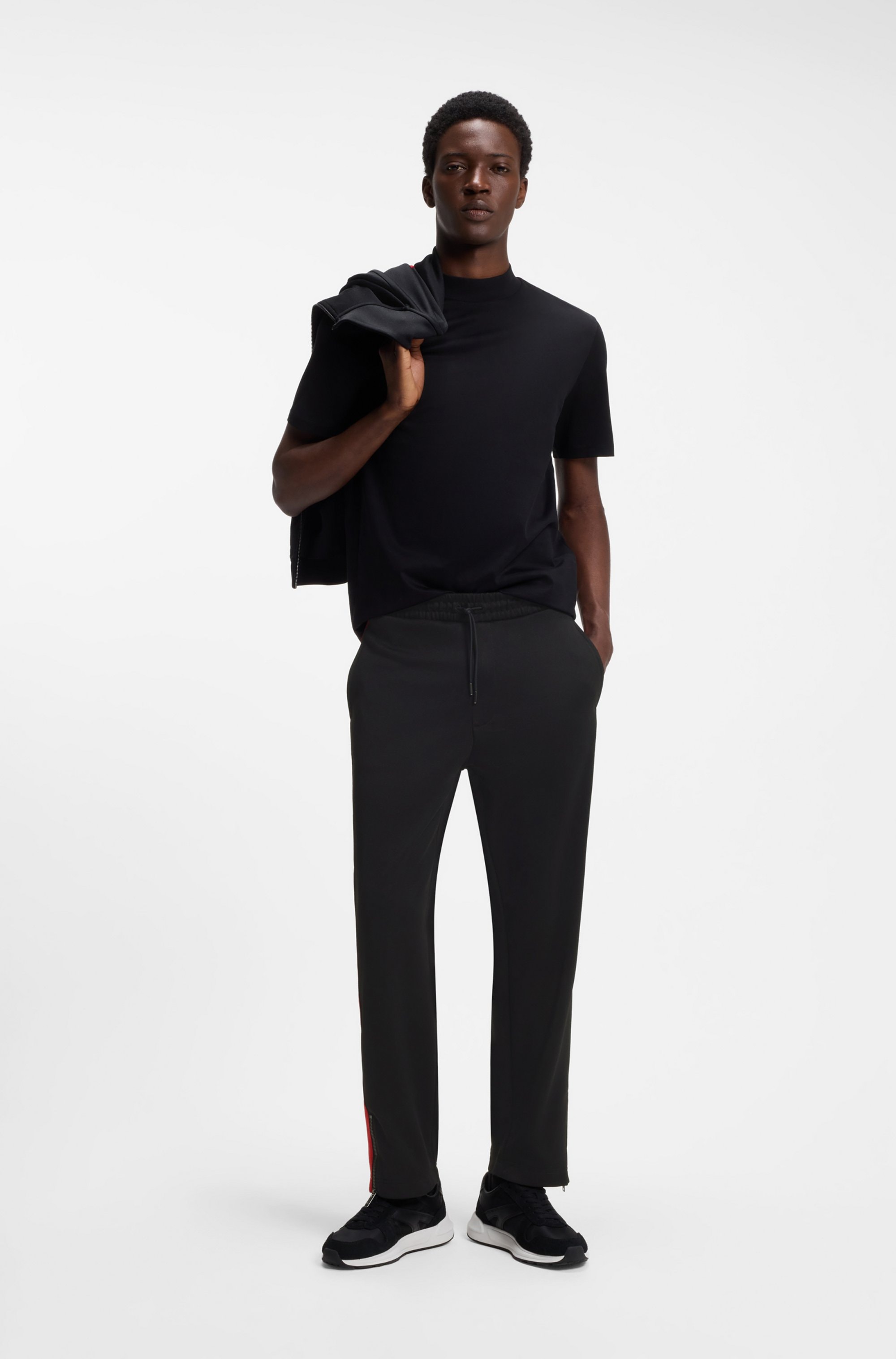 HUGO Pantalon sweat »Dolos«  Reissverschlüsse am Saum, Relaxed Fit, Logo-Tape